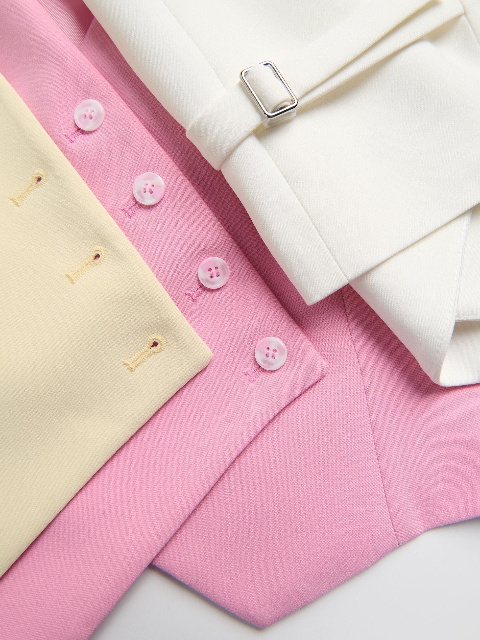 White Asymmetric Suit Vest, White, large image number 5