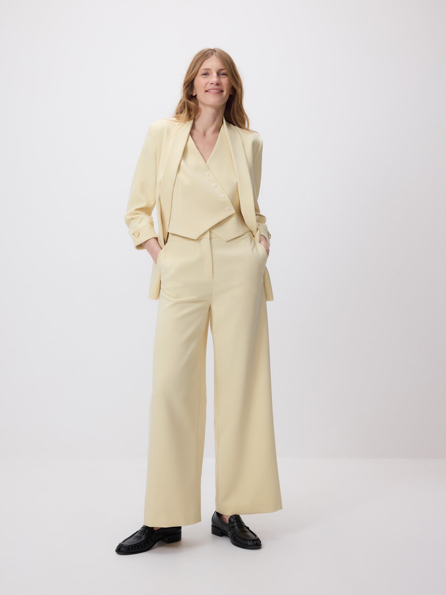 Yellow Asymmetric Suit Vest, Yellow, medium