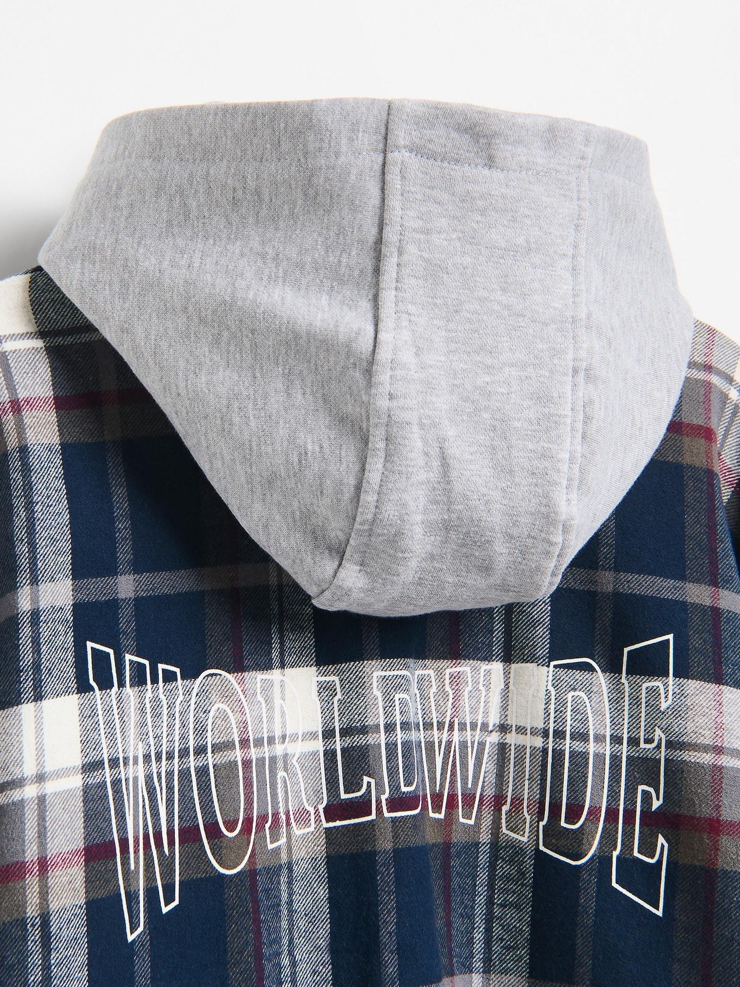 Blue Denim Shirt With Detachable Hood, Navy, medium