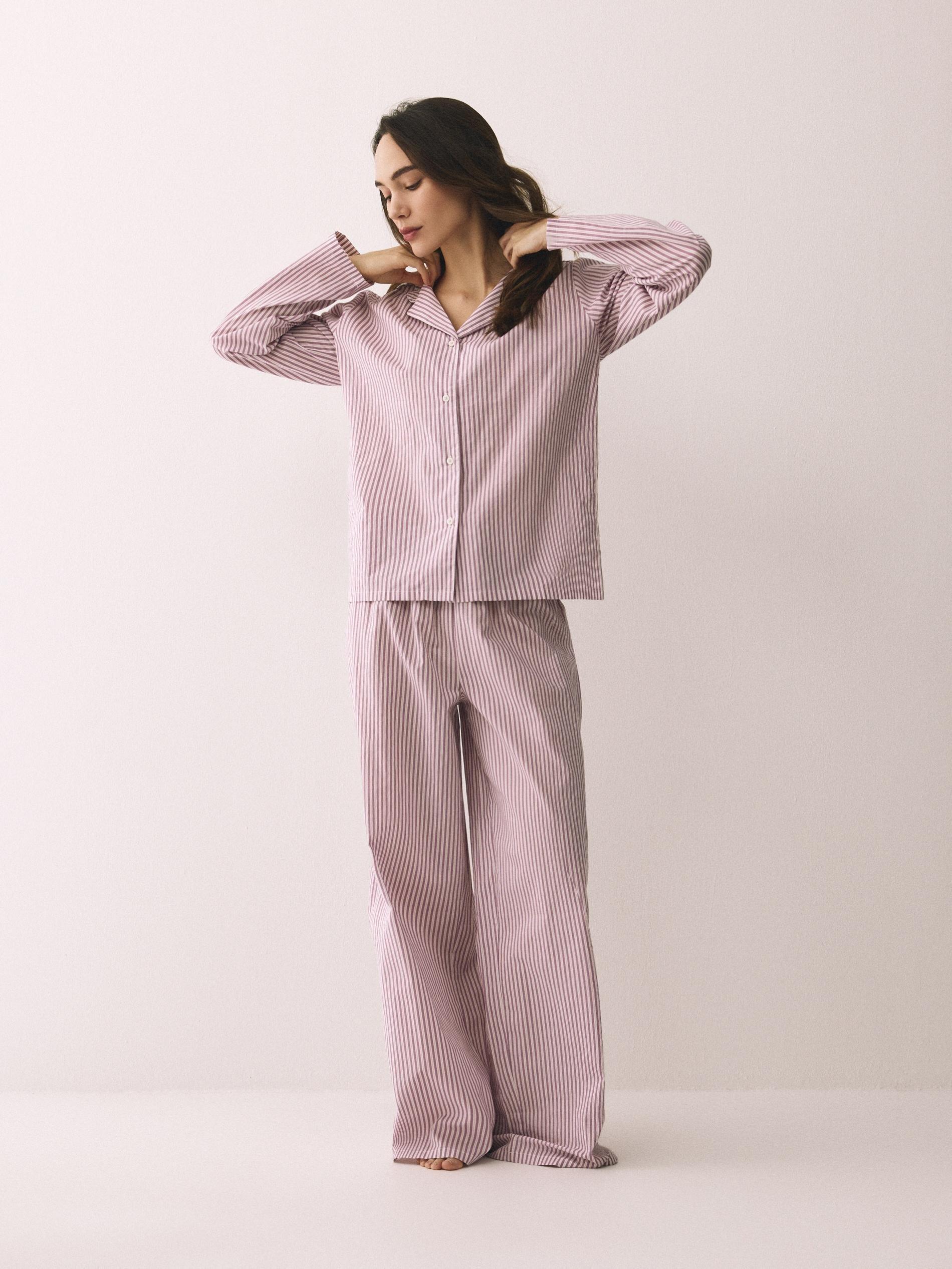 Purple Two Piece Cotton Pyjama Set, Purple, large image number 1