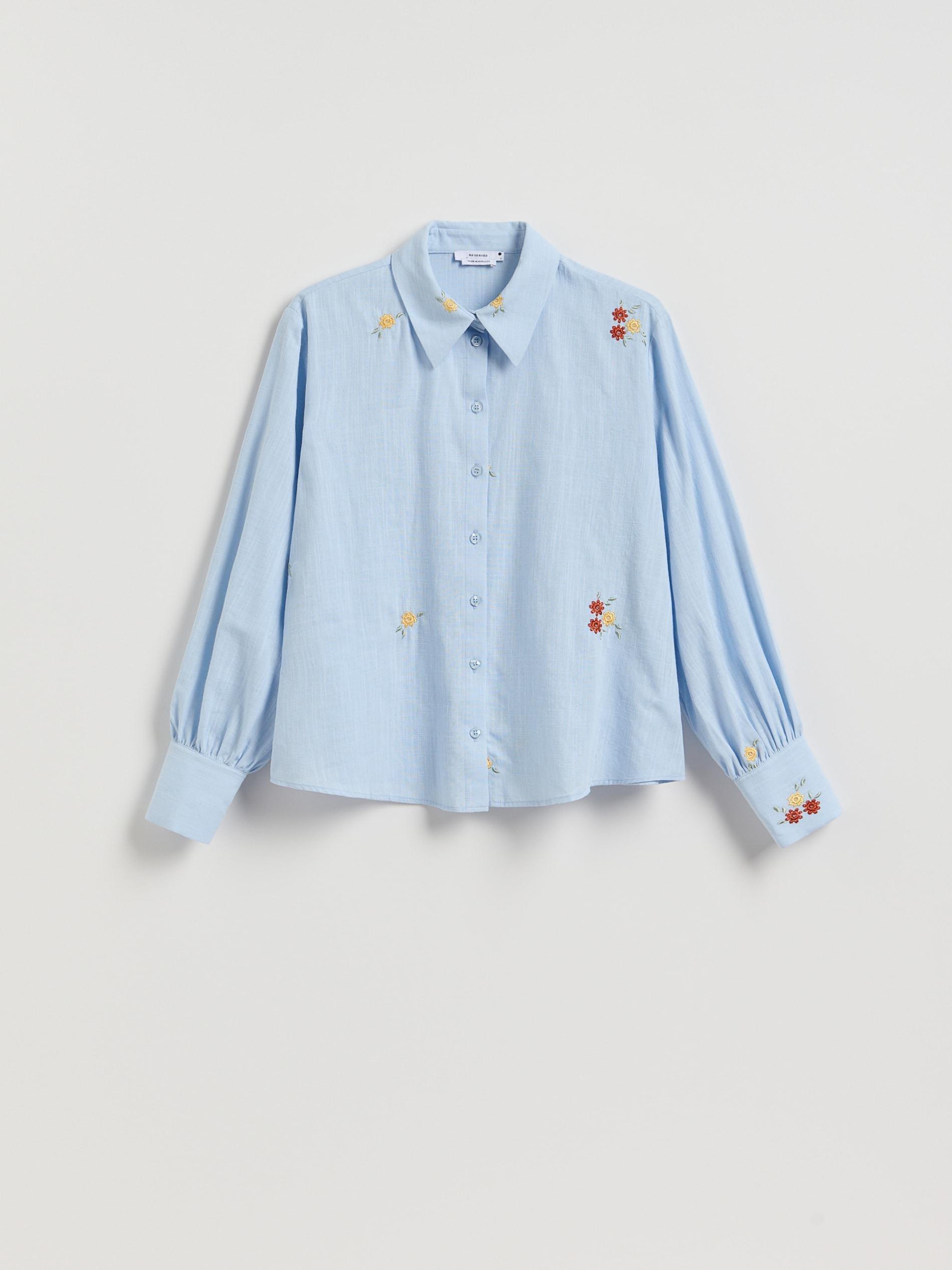 Blue Shirt With Embroidered Pattern, Blue, large image number 4