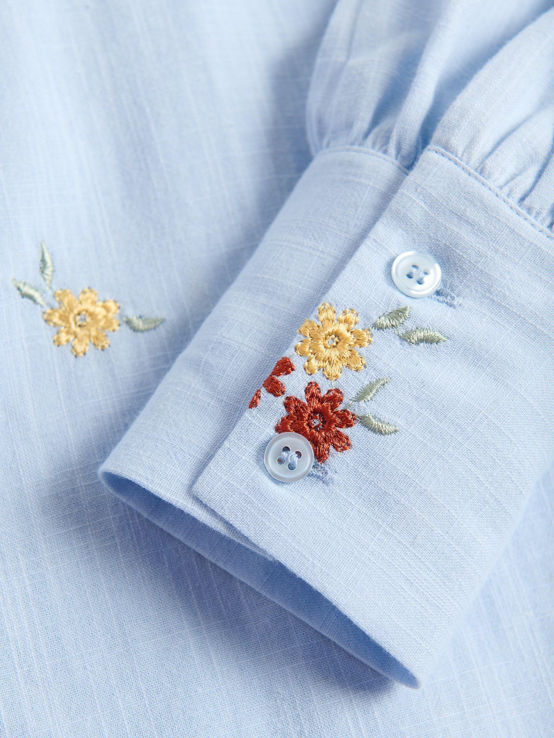 Blue Shirt With Embroidered Pattern, Blue, large image number 5