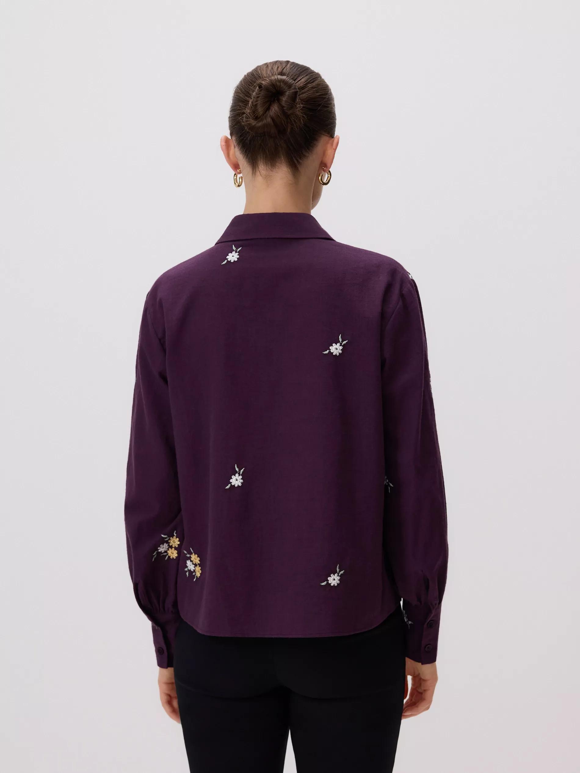 Maroon Shirt With Embroidered Pattern, Burgundy, large image number 1