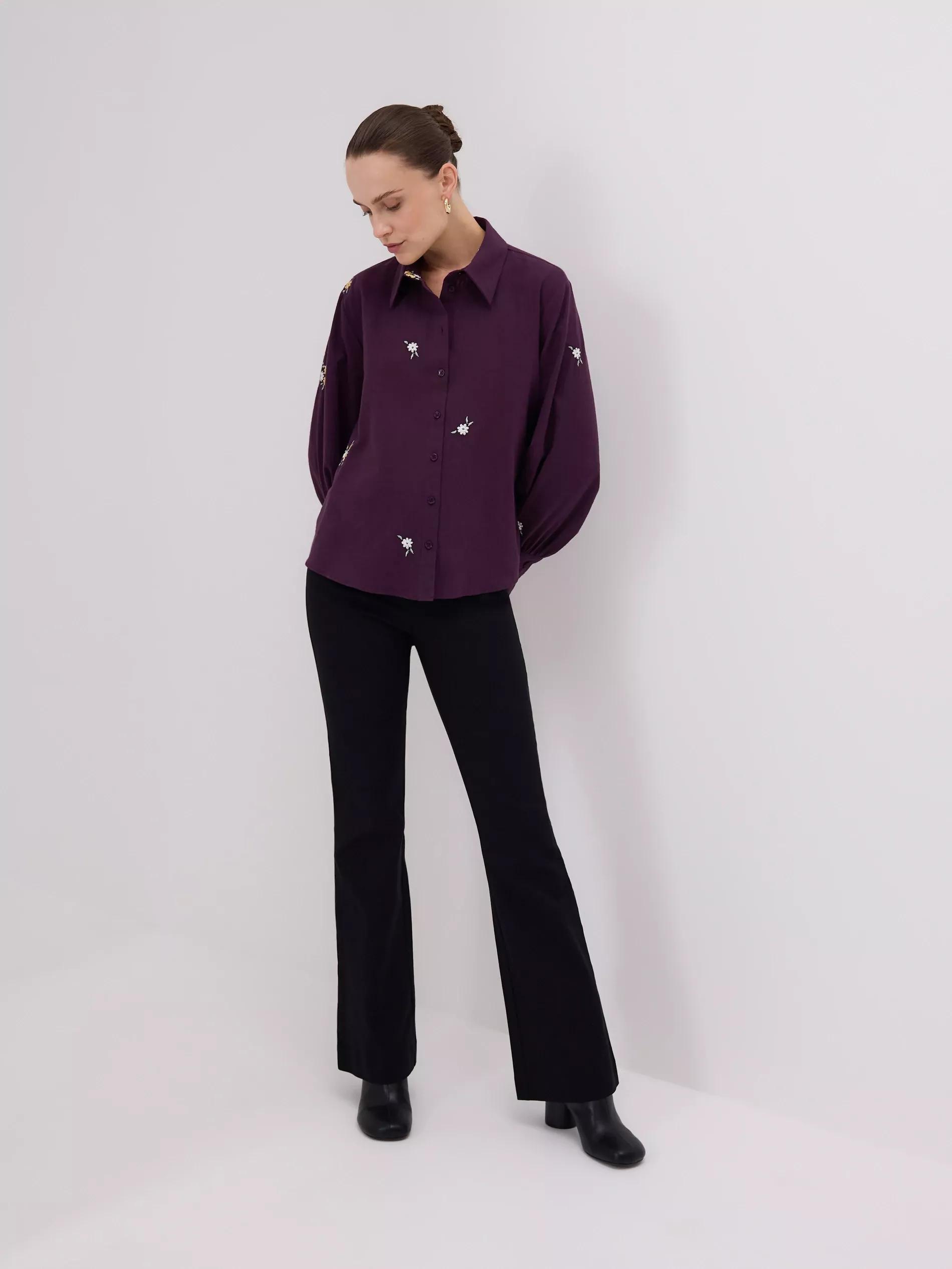 Maroon Shirt With Embroidered Pattern, Burgundy, large image number 2