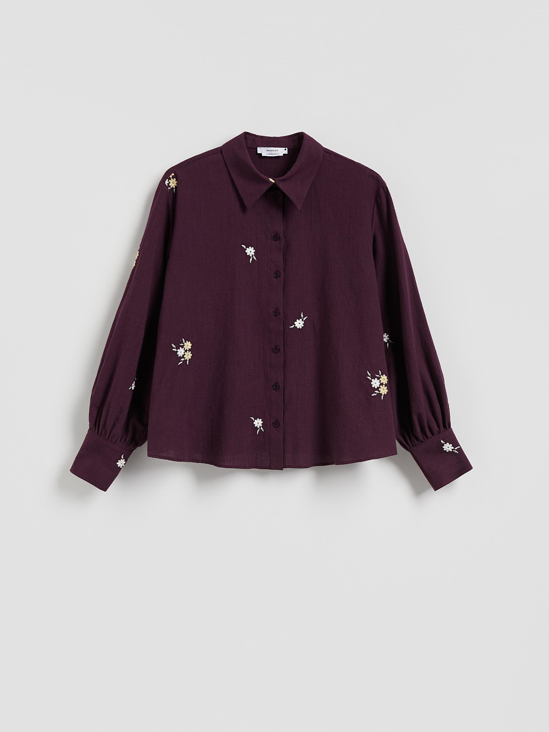 Maroon Shirt With Embroidered Pattern, Burgundy, large image number 4
