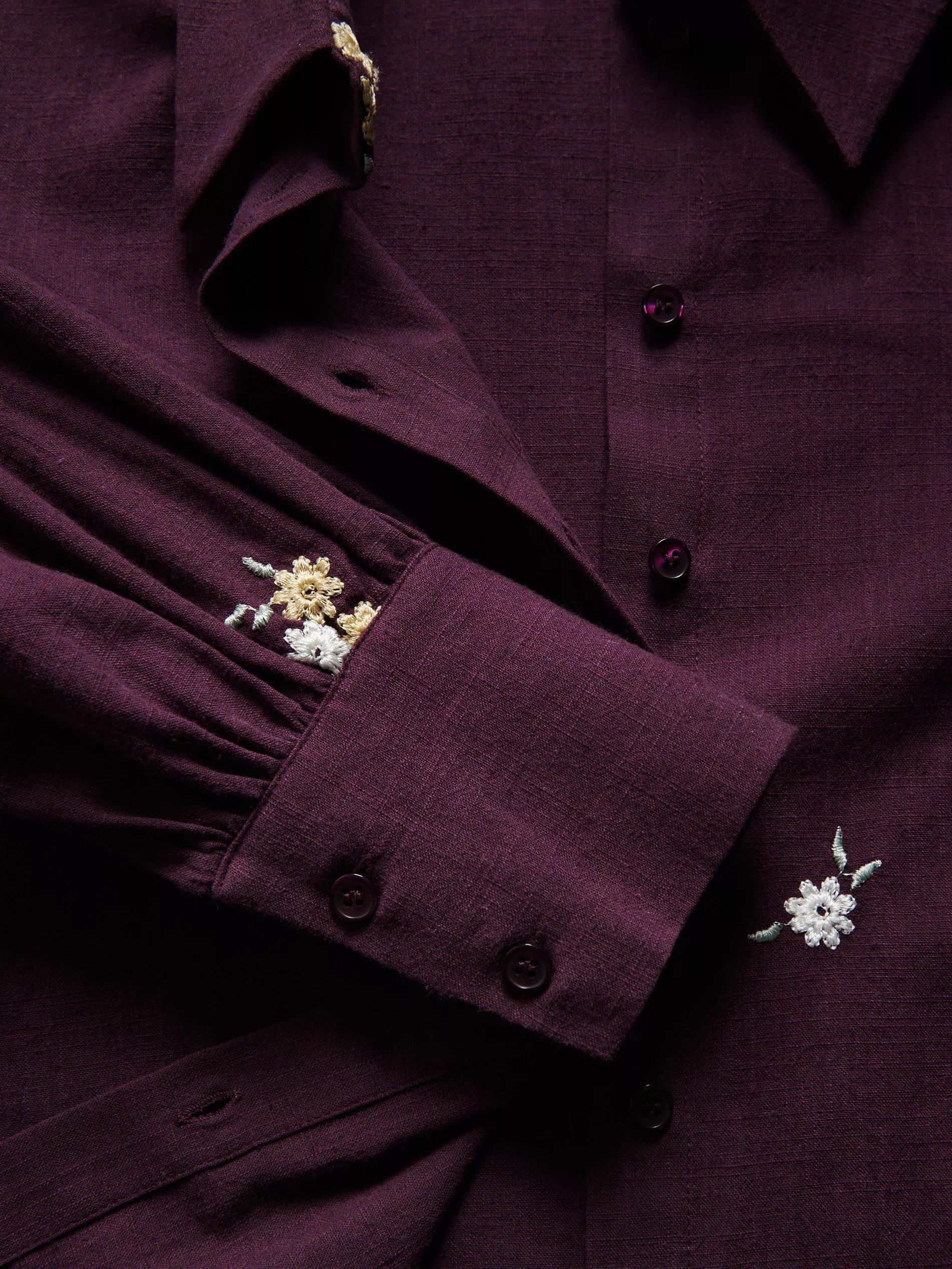 Maroon Shirt With Embroidered Pattern, Burgundy, large image number 5