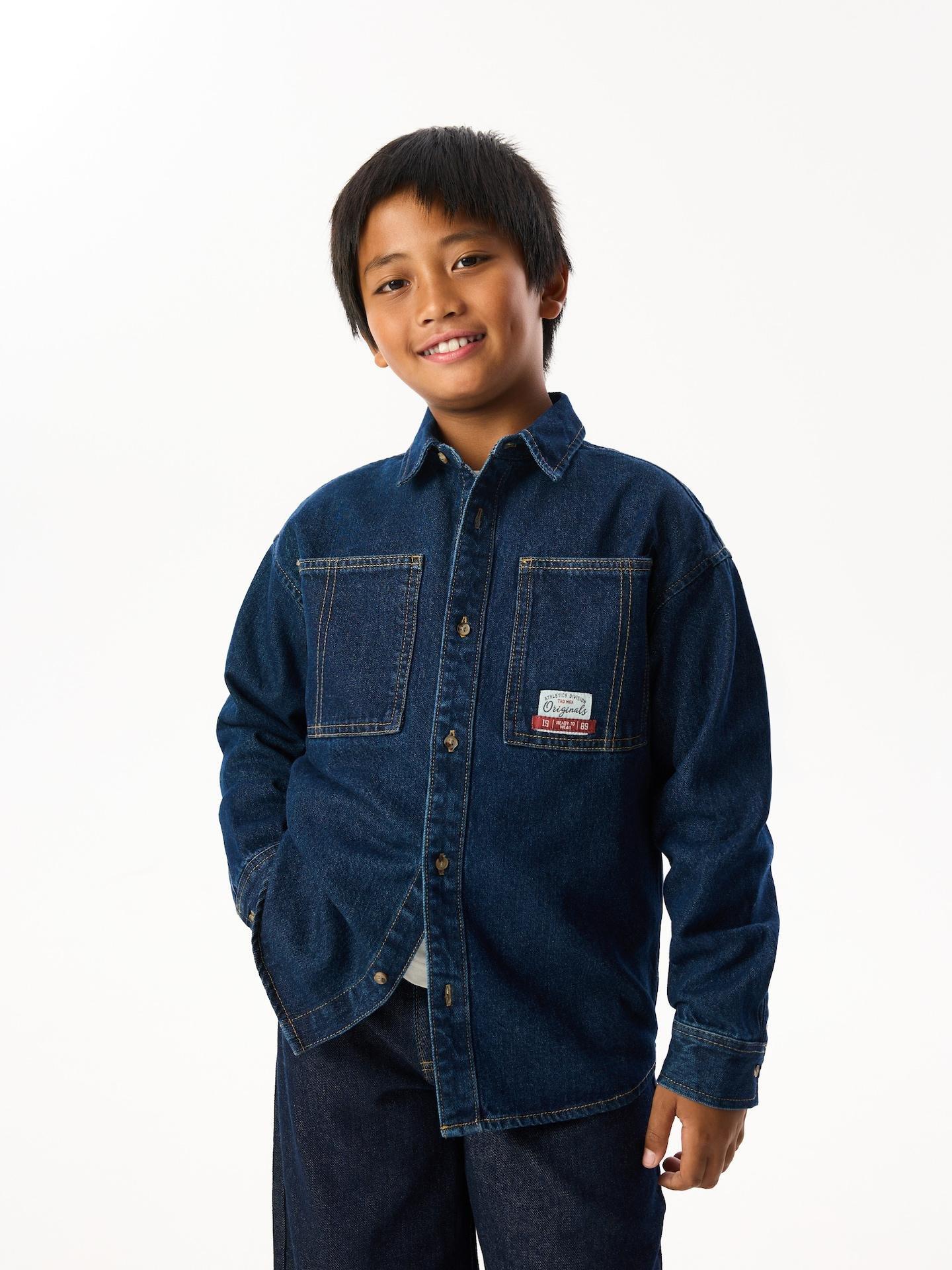 Navy Denim Shirt, Navy, medium