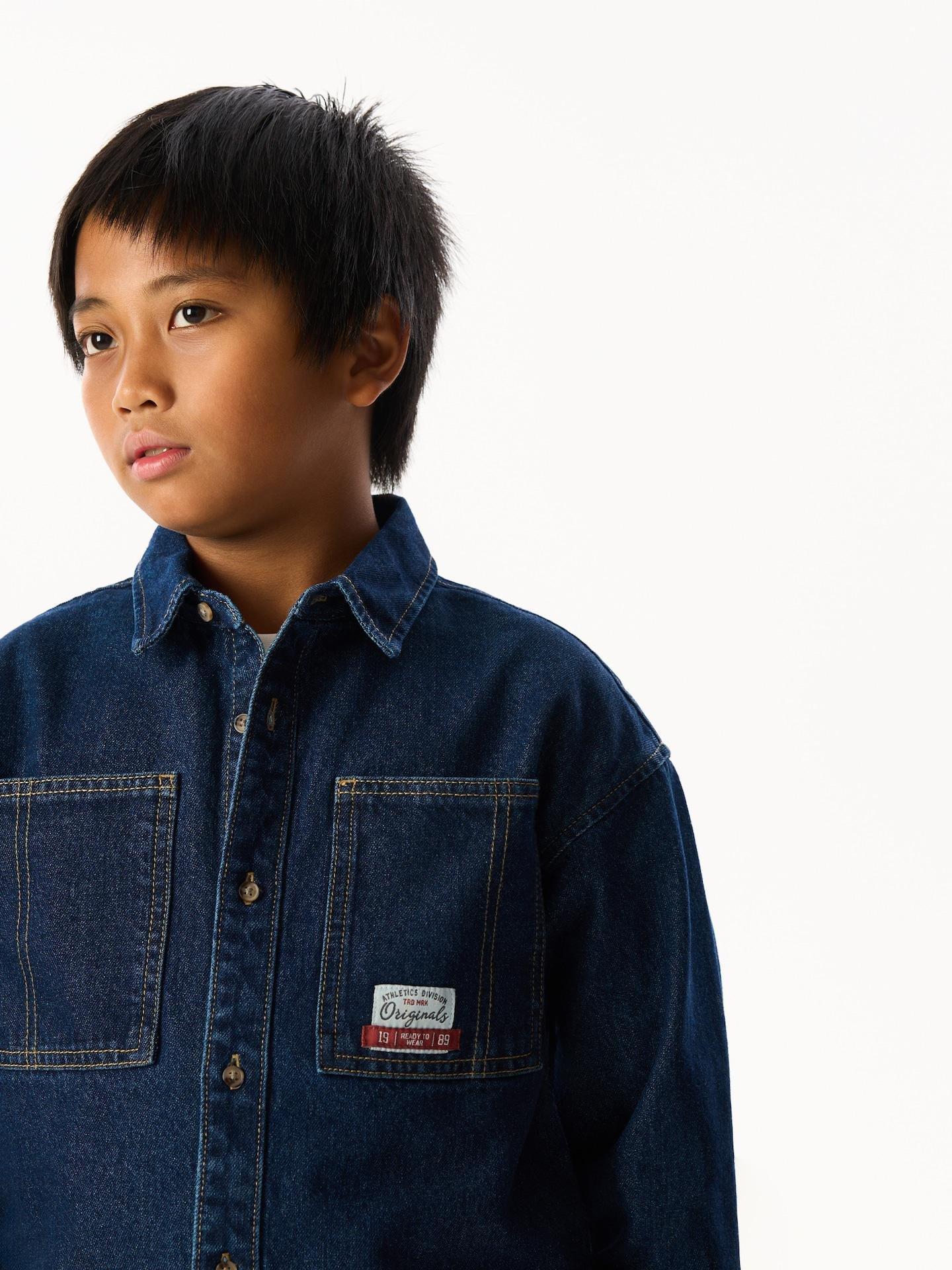 Navy Denim Shirt, Navy, medium