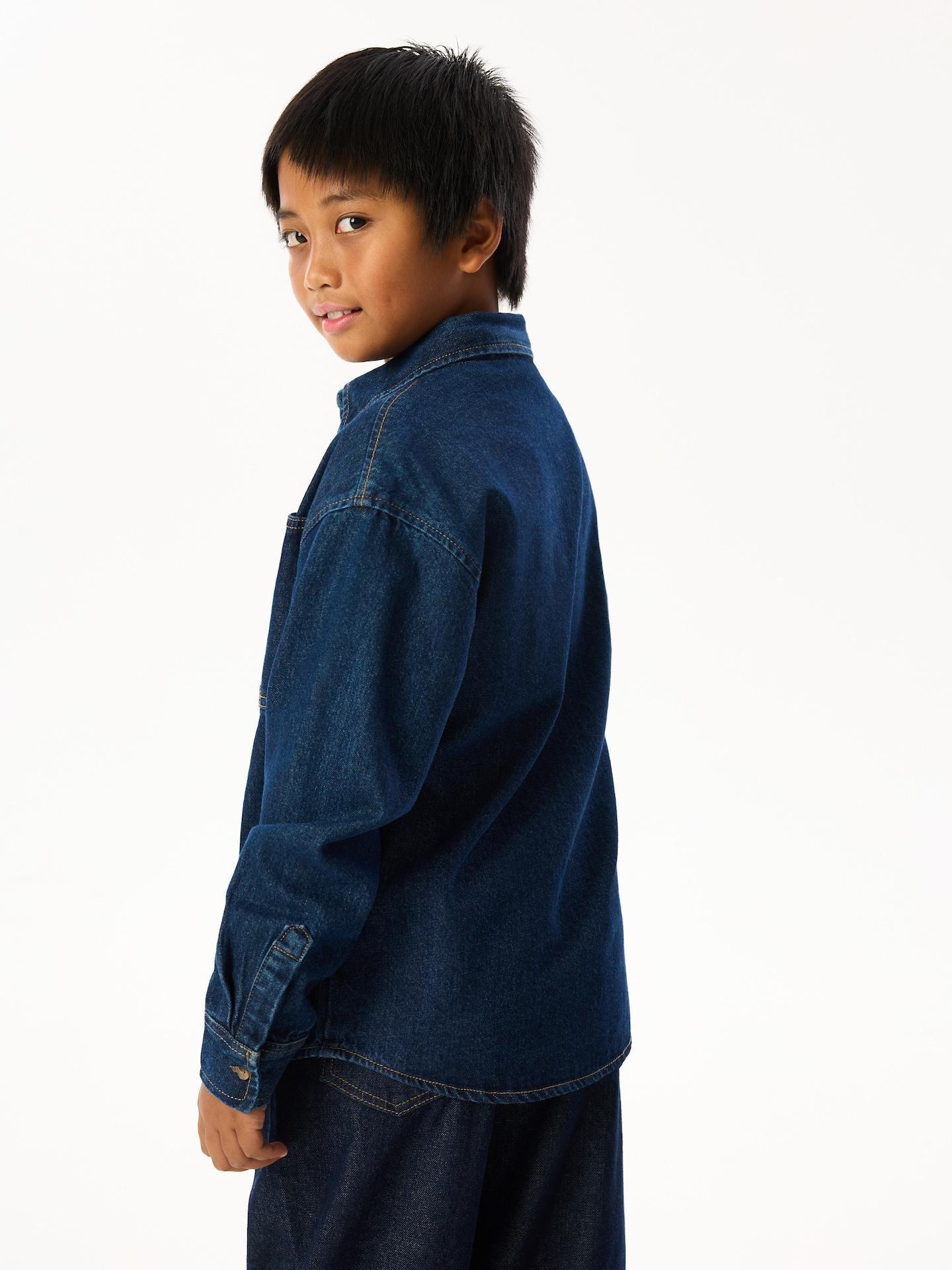 Navy Denim Shirt, Navy, large image number 3