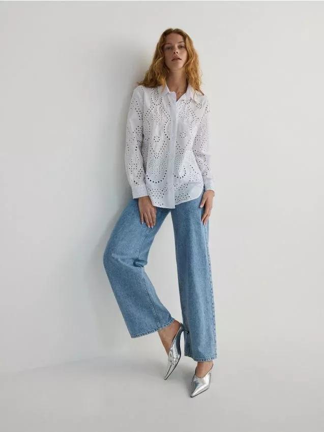 White Openwork Shirt, , large image number 0