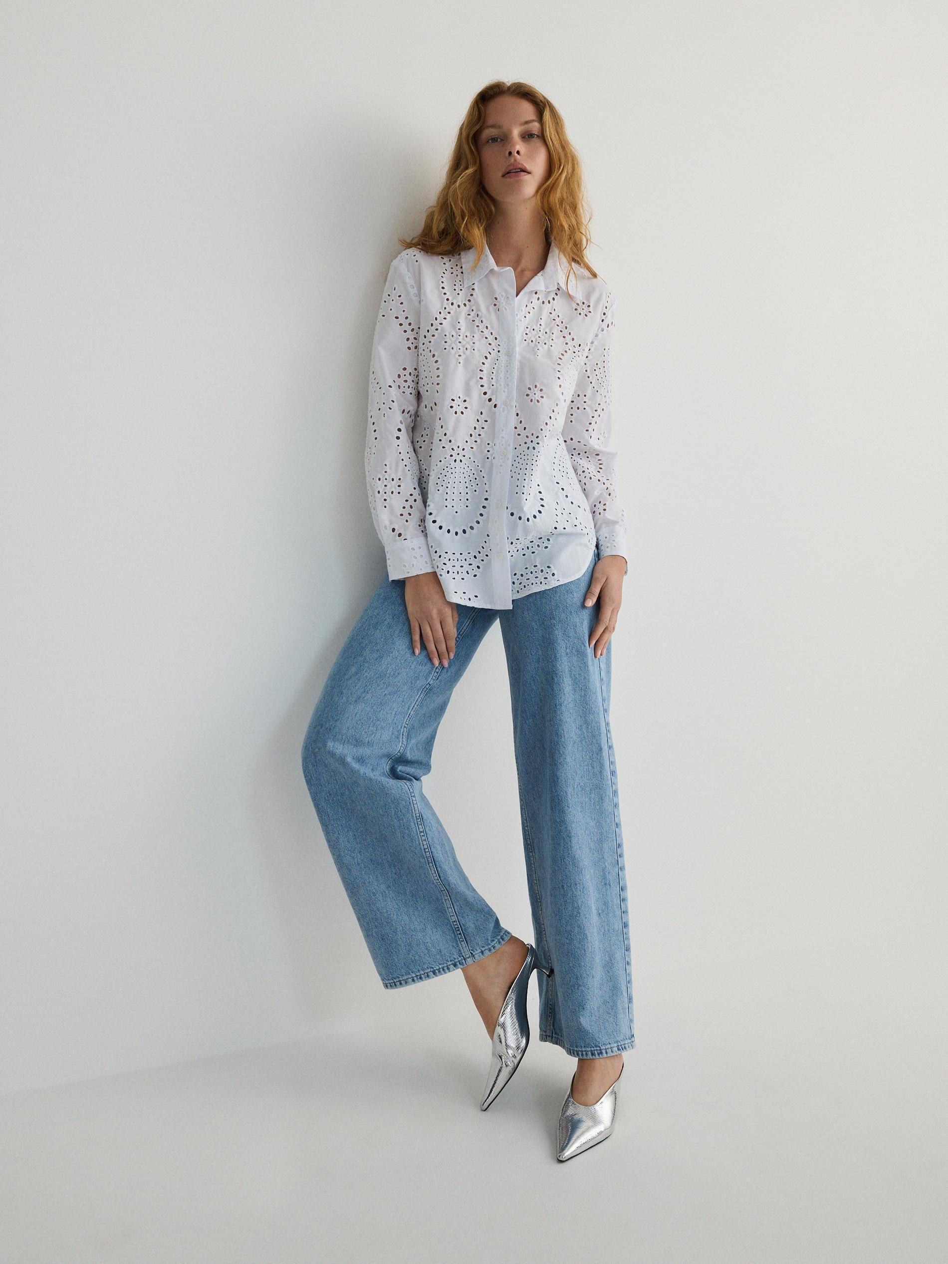 White Openwork Shirt, , large image number 1