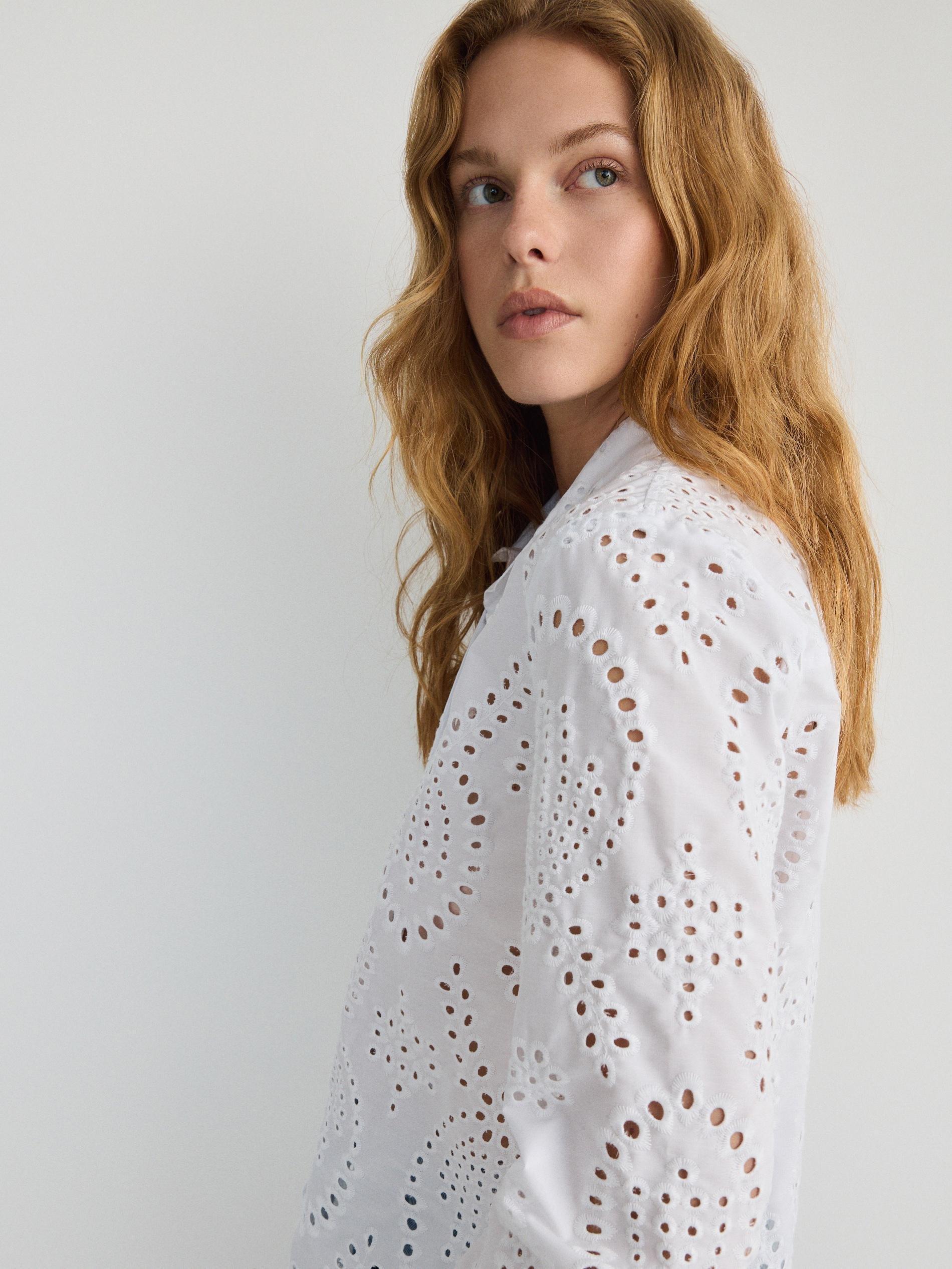 White Openwork Shirt, , large image number 2