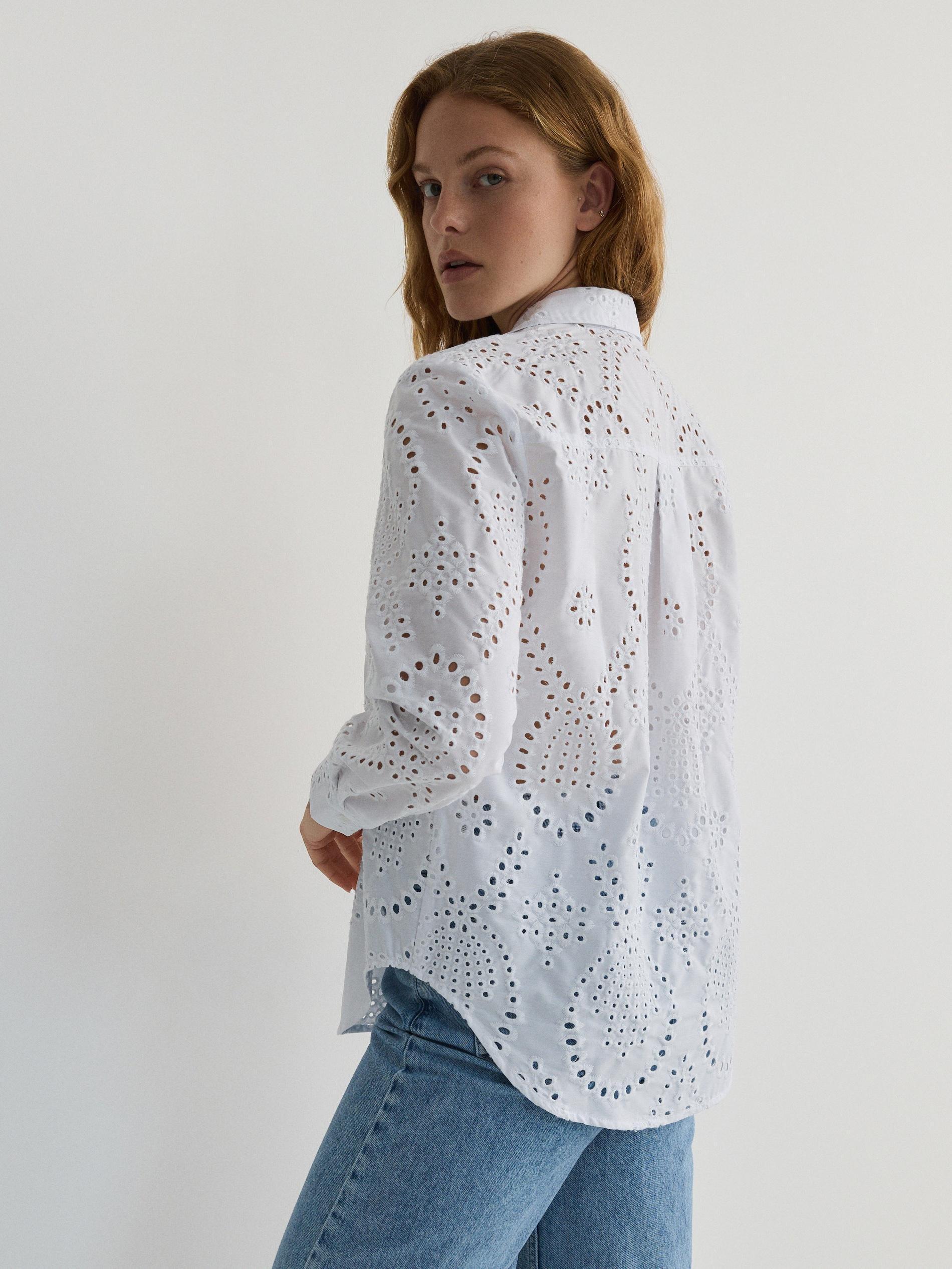 White Openwork Shirt, , large image number 3