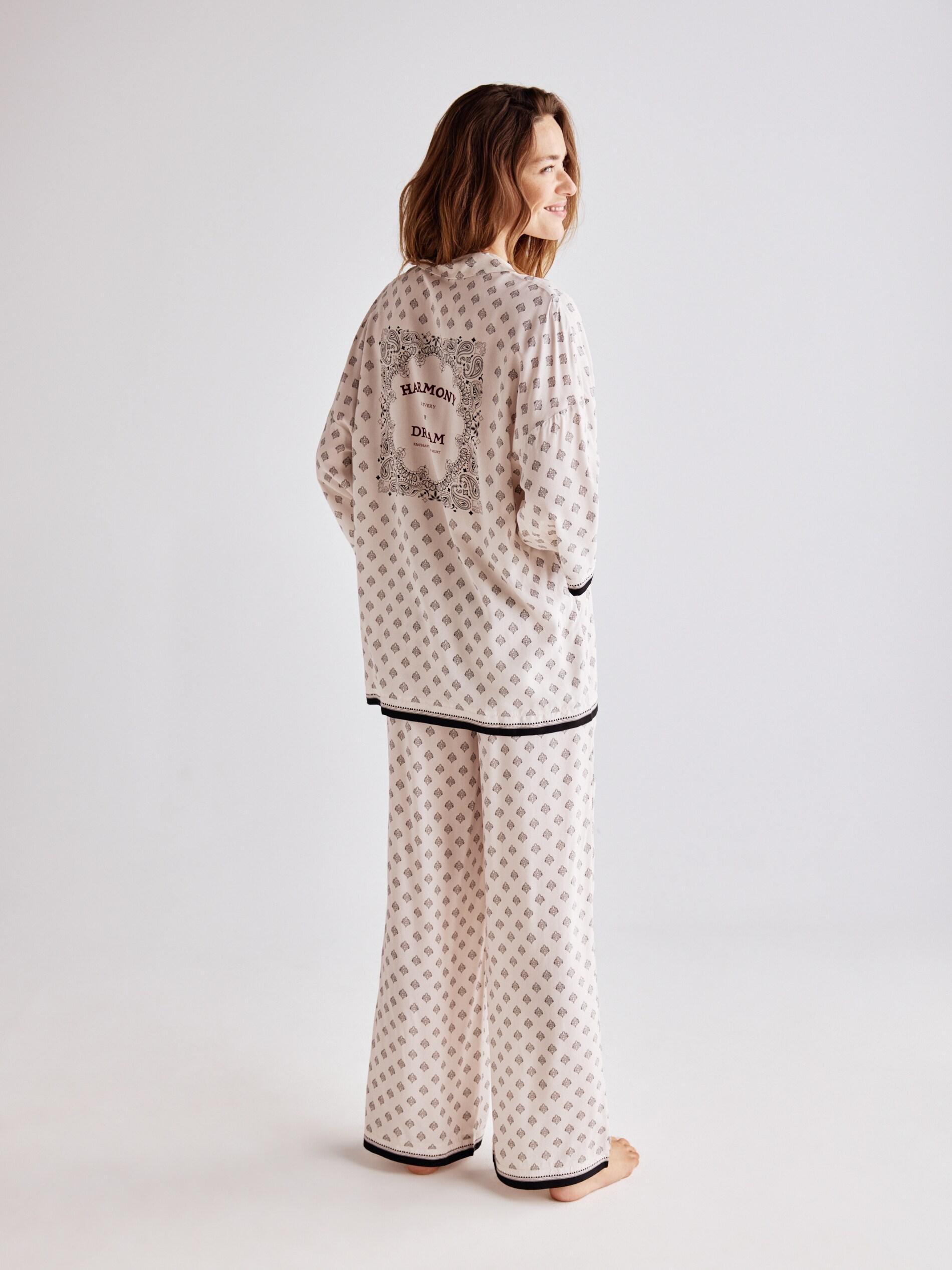 Beige Two Piece Viscose Pyjama Set, Beige, large image number 3