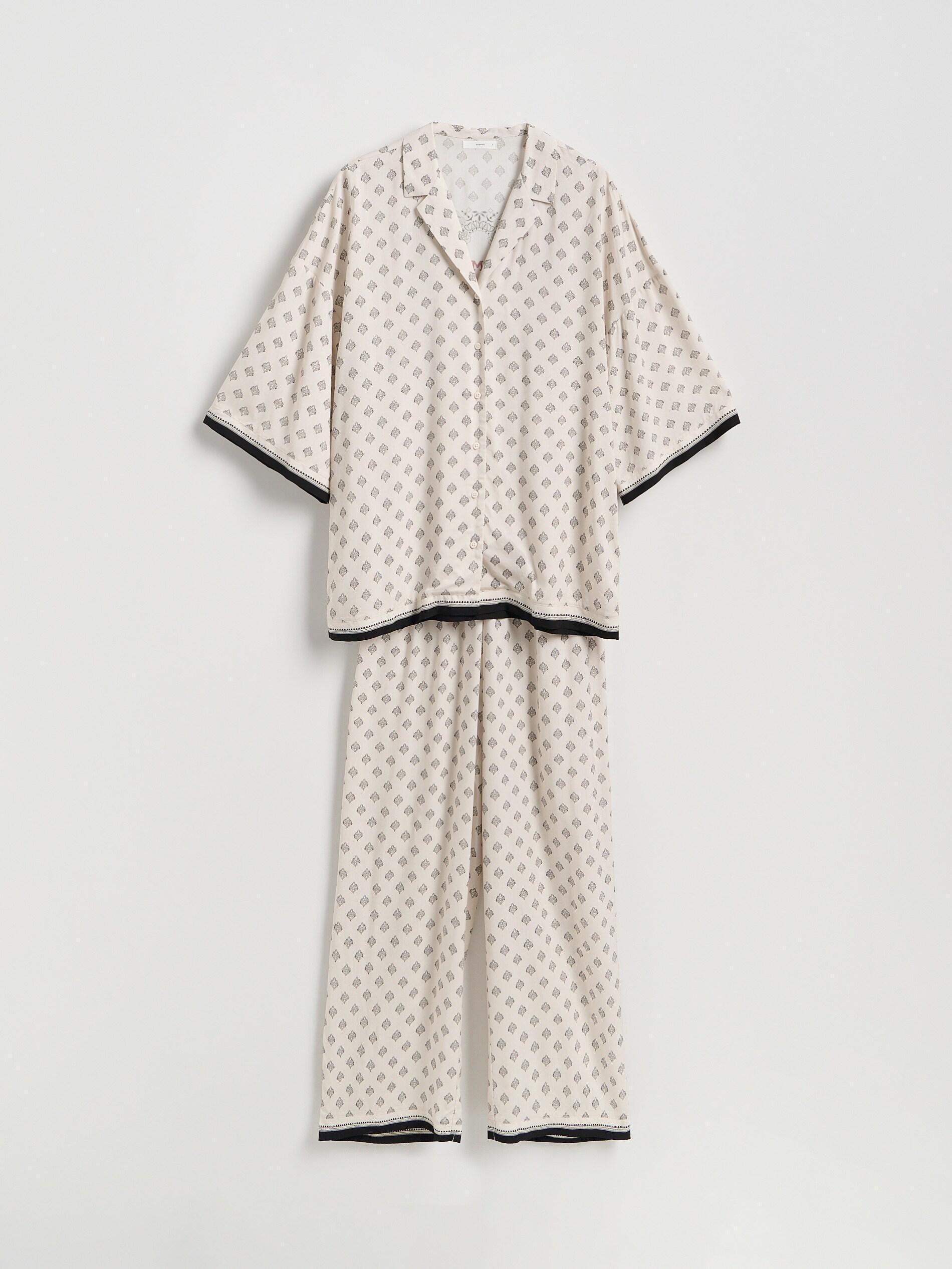 Beige Two Piece Viscose Pyjama Set, Beige, large image number 4