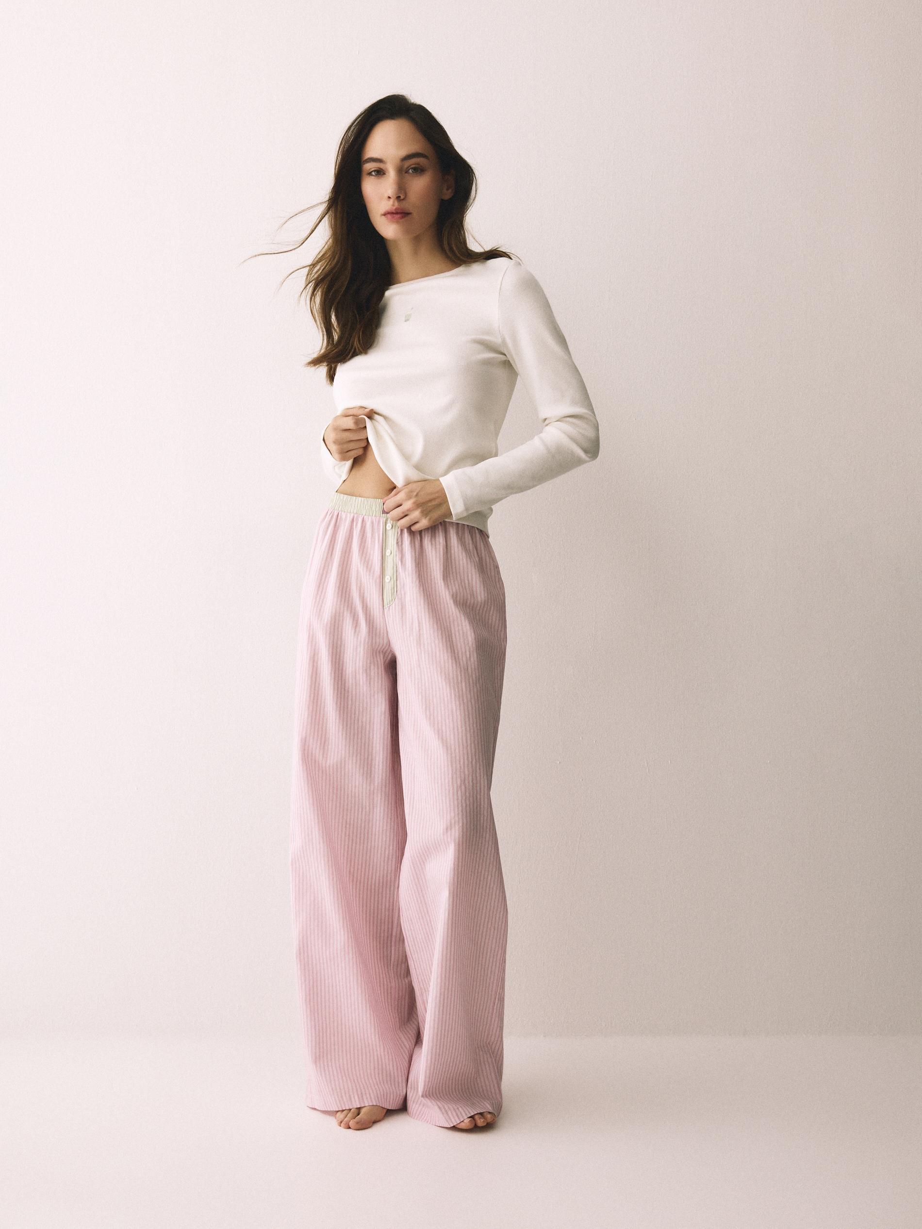 Purple Two Piece Pyjama Set With Embroidery, Purple, medium