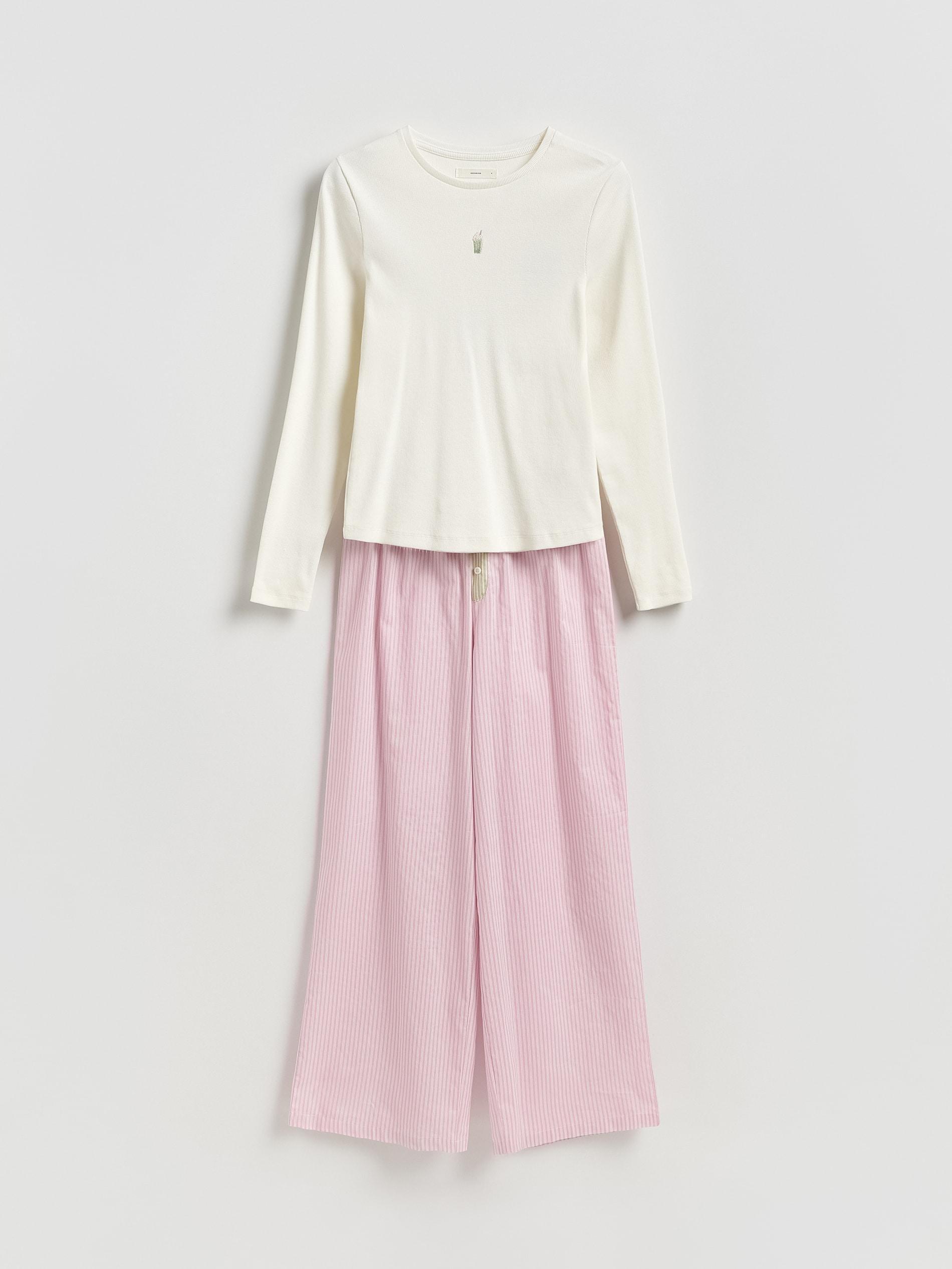 Purple Two Piece Pyjama Set With Embroidery, Purple, large image number 3