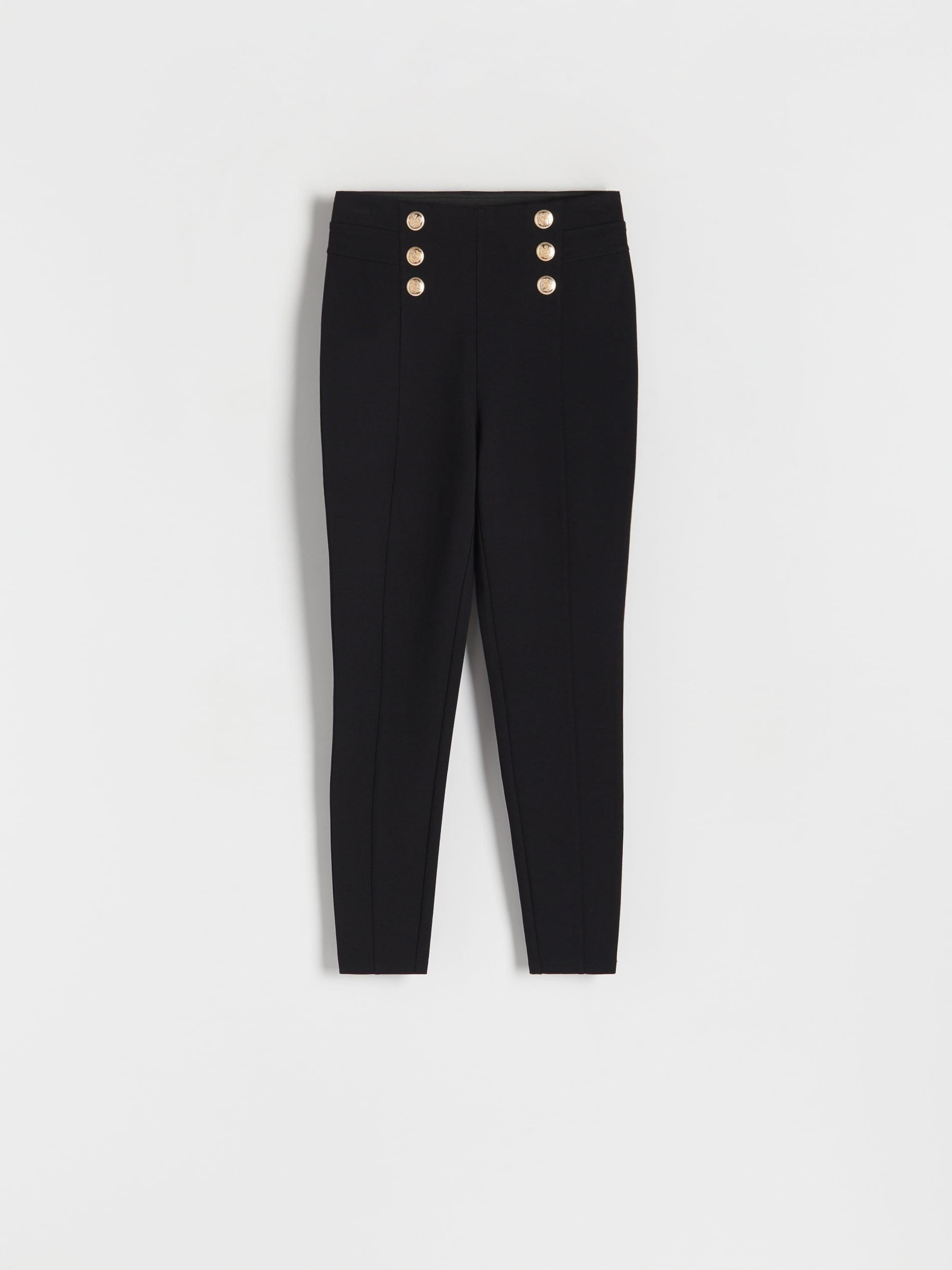 Black Decorative Buttons Leggings, Black, large image number 3
