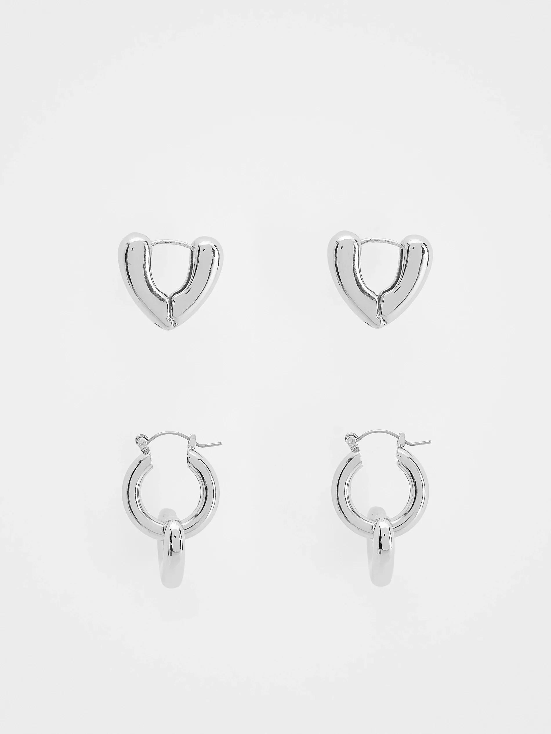 Silver Earrings,Set Of 2, Silver, large image number 1