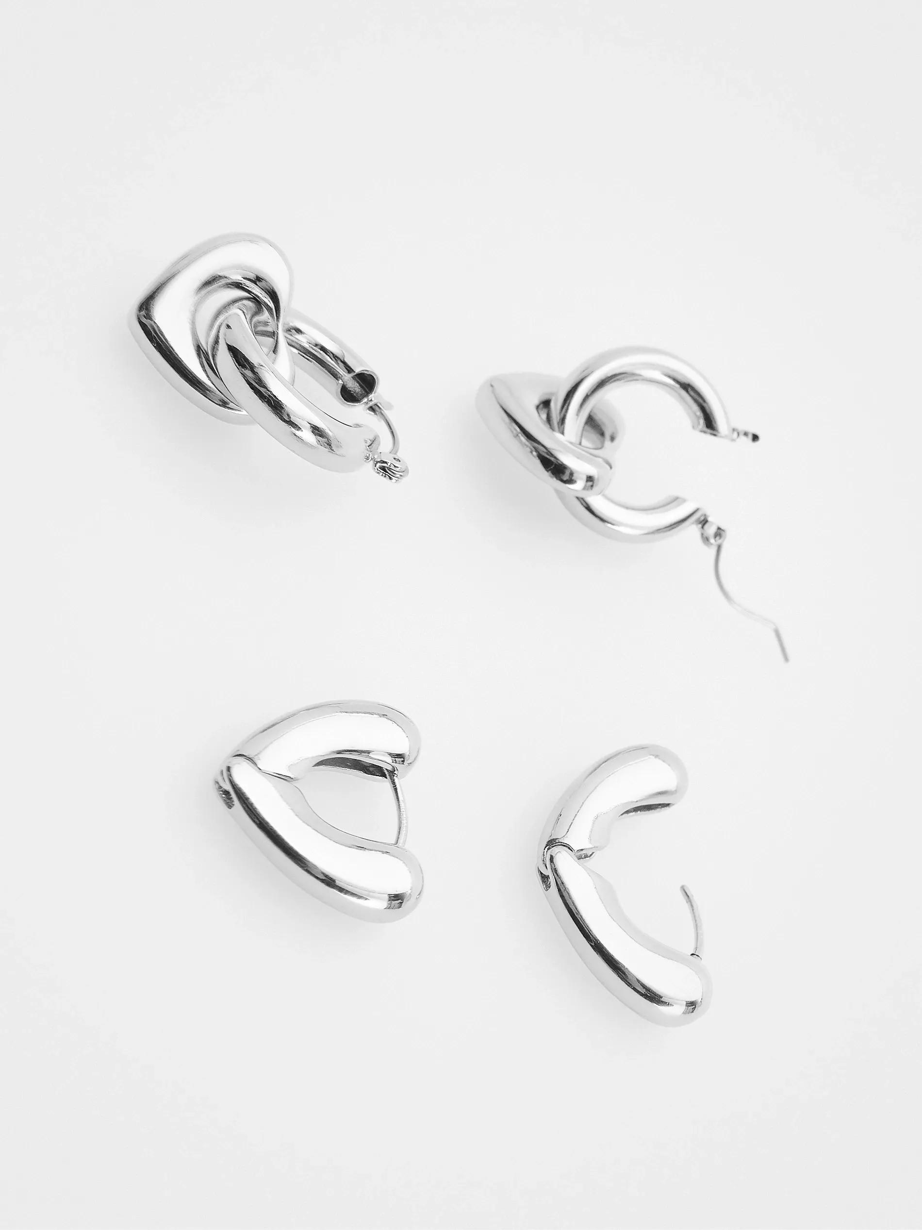 Silver Earrings,Set Of 2, Silver, large image number 2