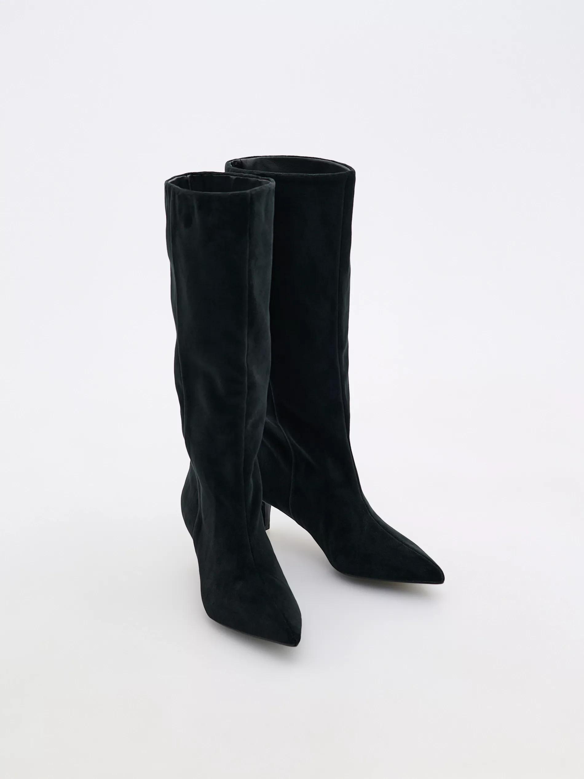 Black Heeled Knee-High Boots, , large image number 0