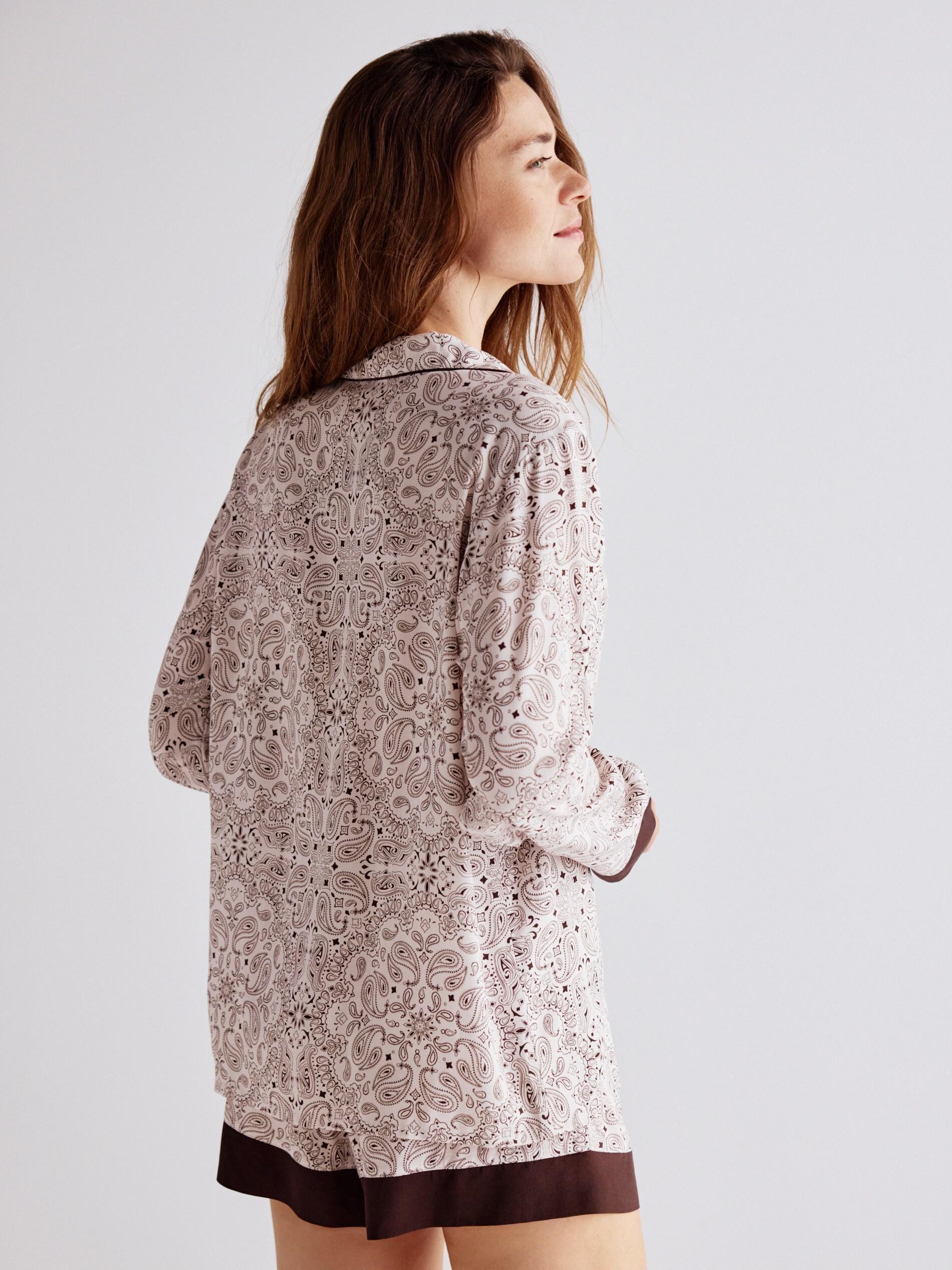 Beige Two Piece Viscose Pyjamas Set, Beige, large image number 3