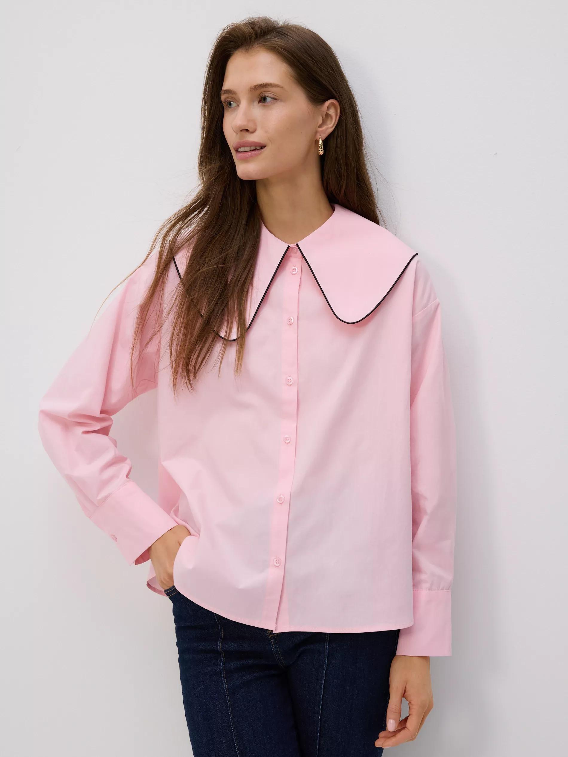 Pink Shirt With A Wide Collar, , large image number 1
