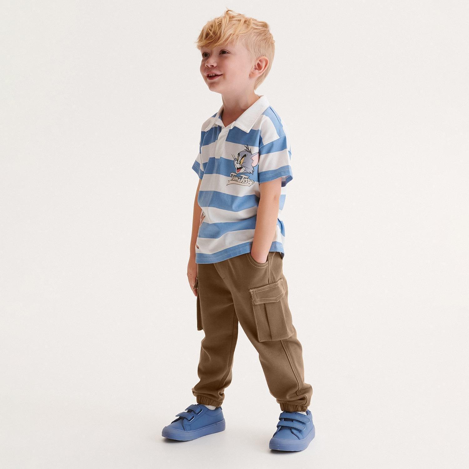 Brown Cargo Tracksuit Bottoms, Kids Boys, , large image number 1