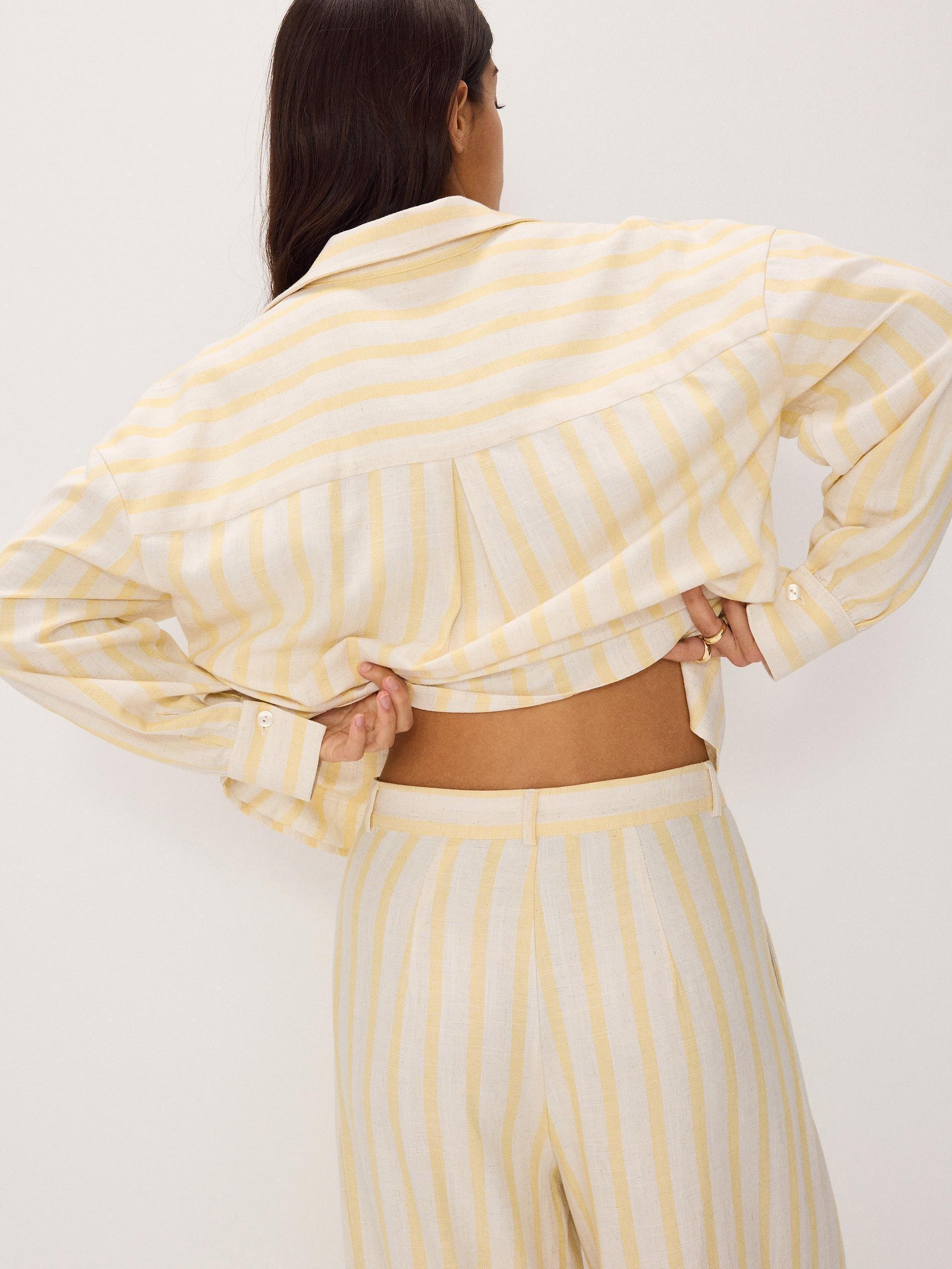 Yellow Striped Wide Leg Trousers, , large image number 7