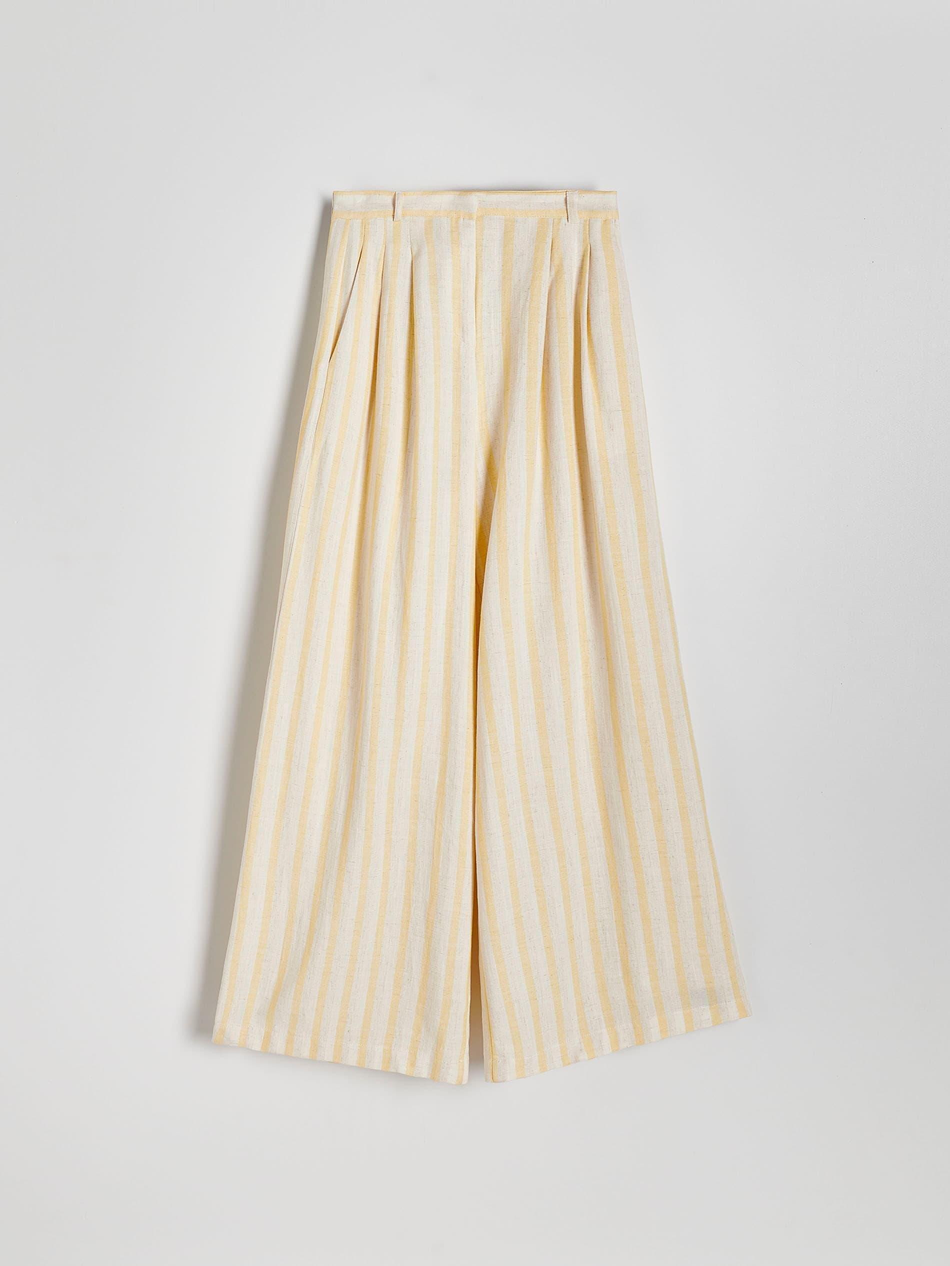 Yellow Striped Wide Leg Trousers, , large image number 10