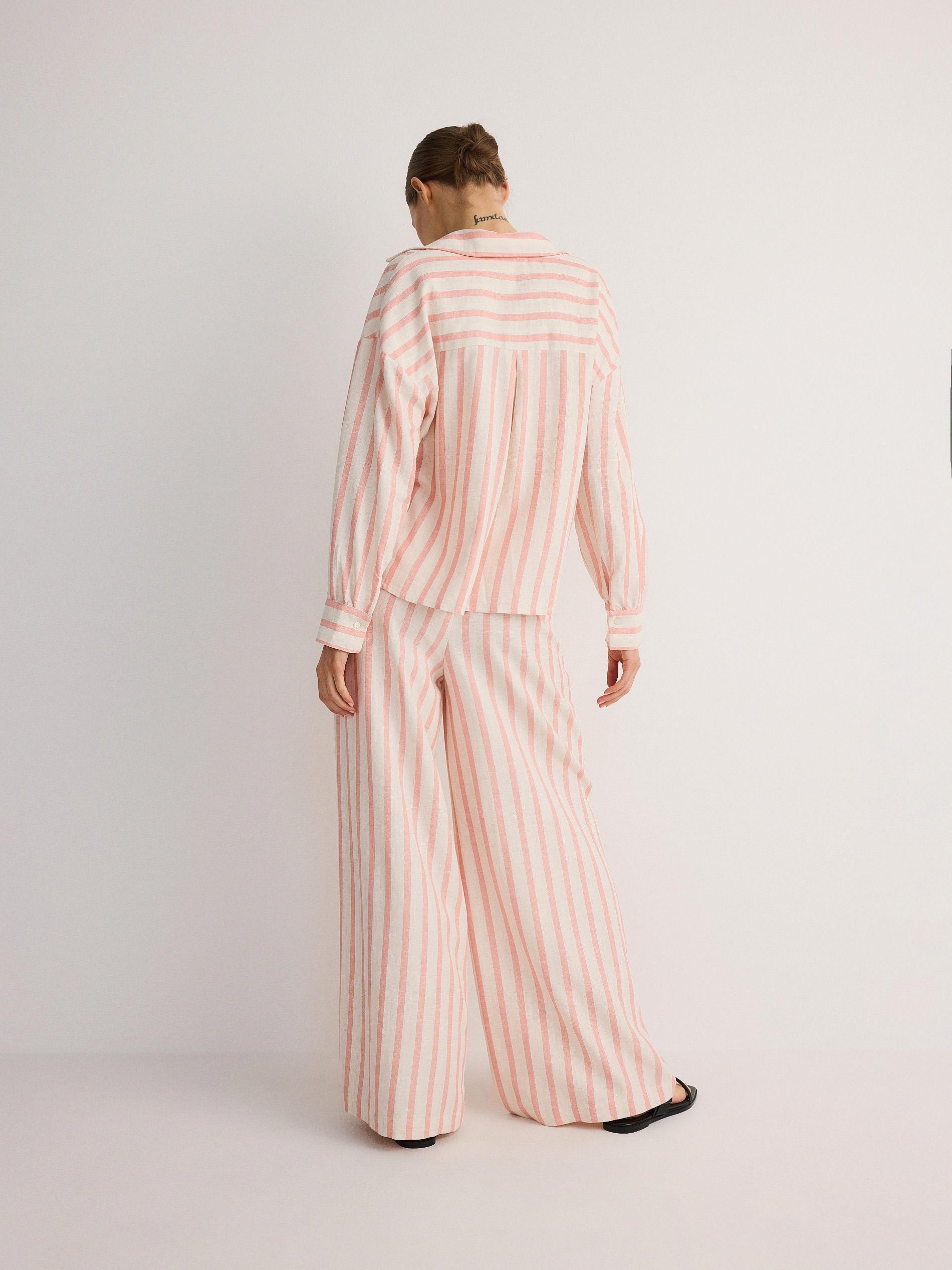 Pink Striped Wide Leg Trousers, , large image number 3