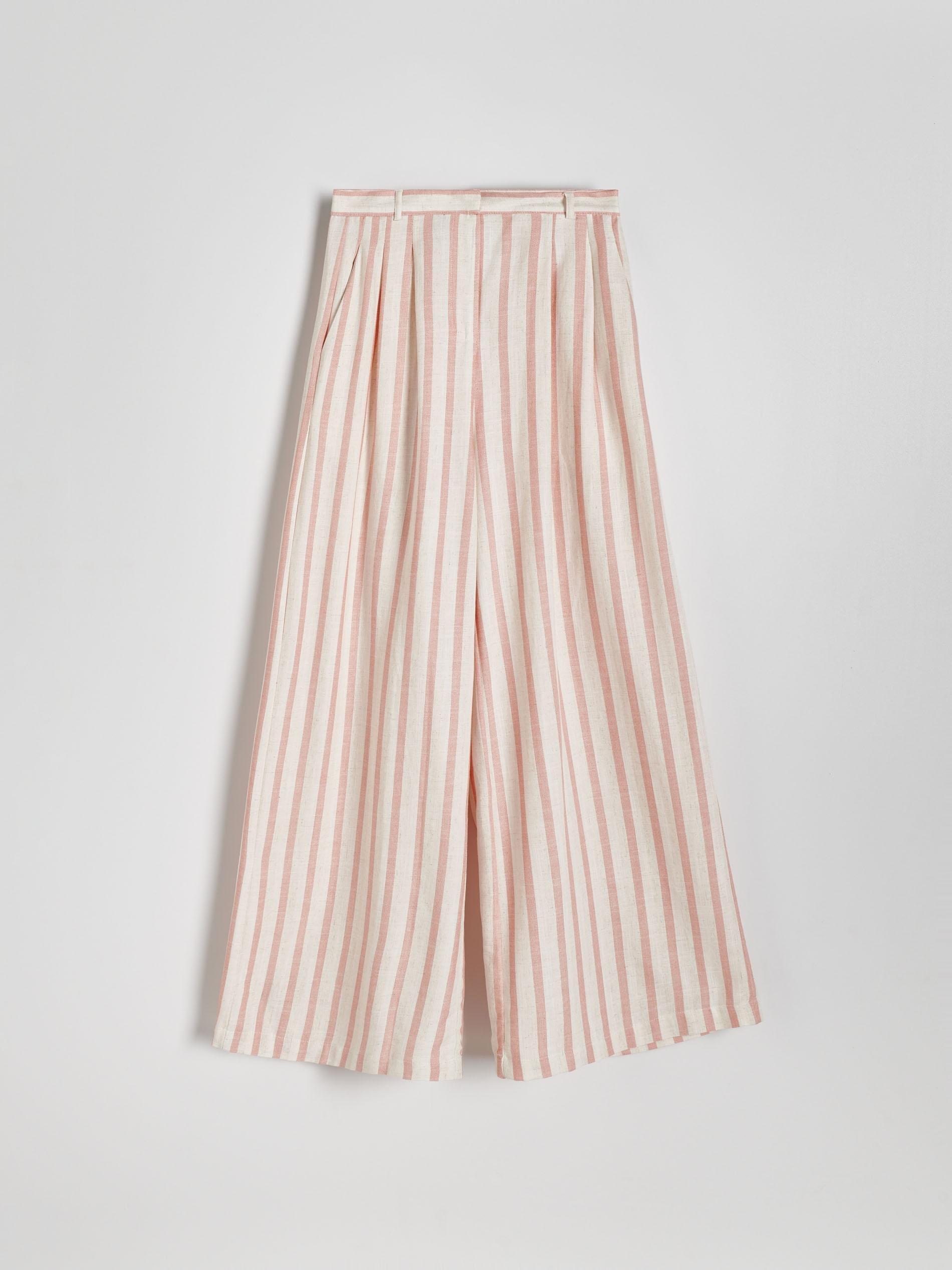 Pink Striped Wide Leg Trousers, , large image number 4