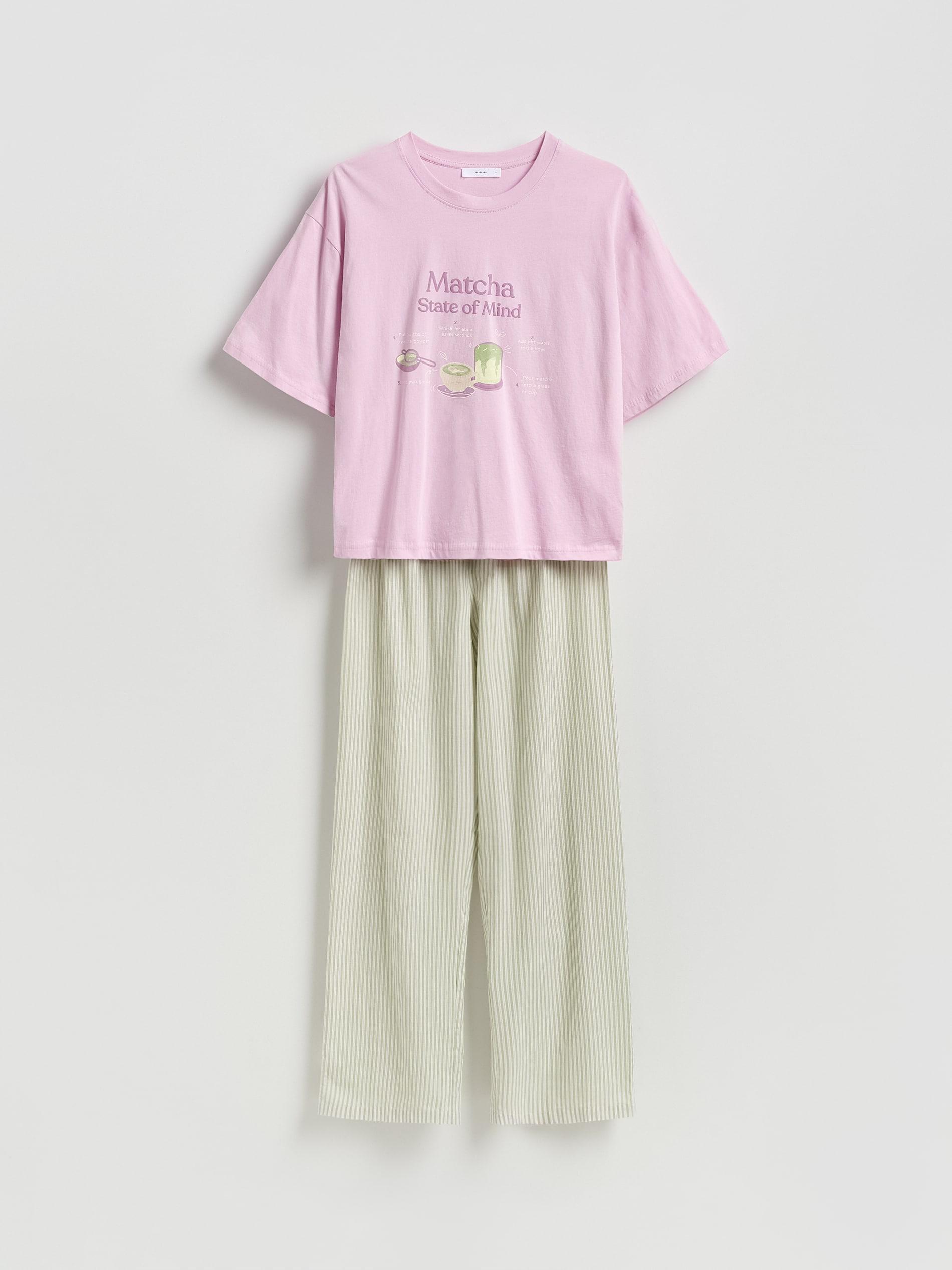 Green Two Piece Cotton Pyjama Set, Green, large image number 3