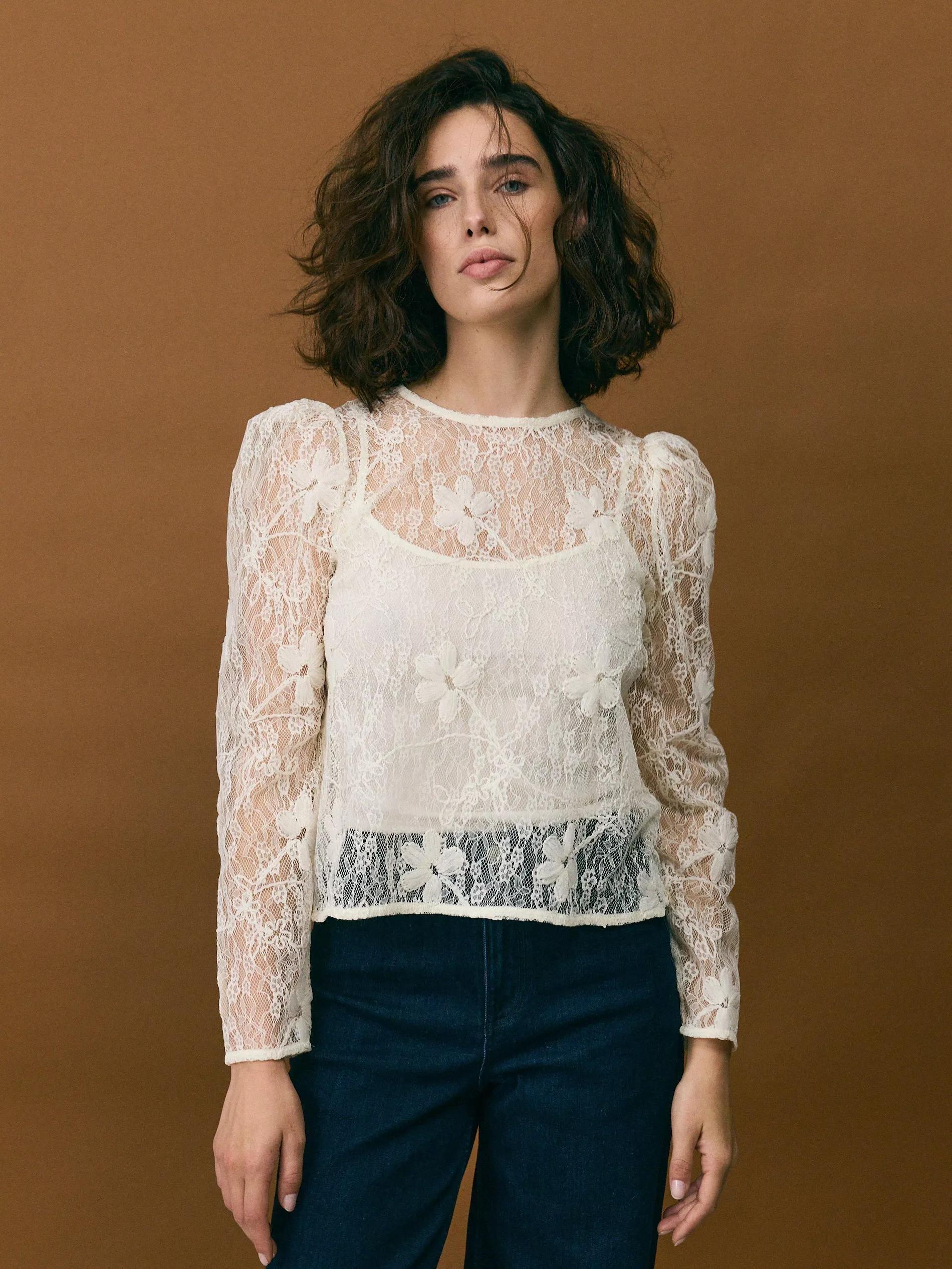 Cream Blouse, Ivory, large image number 4