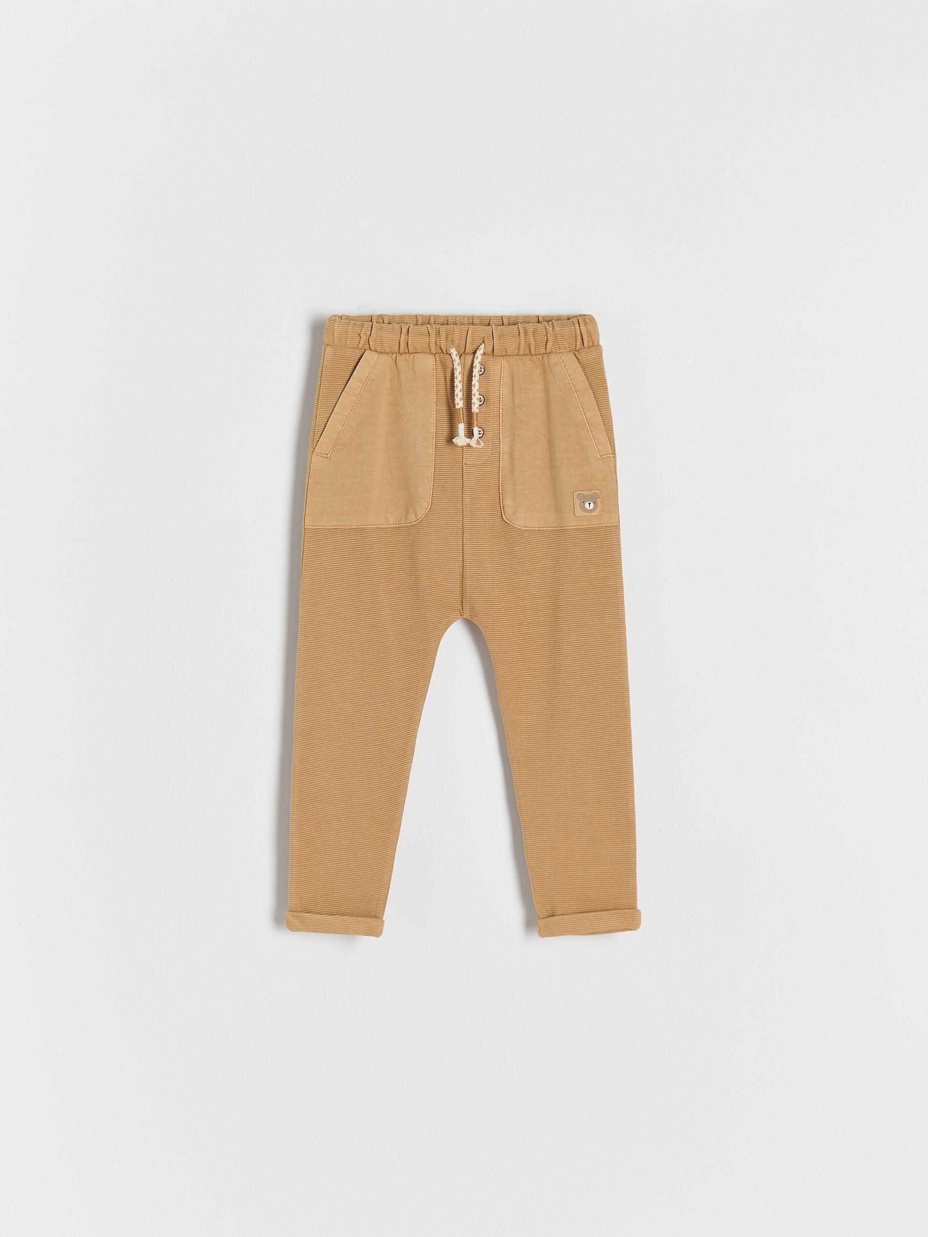 Beige Elastic Waist Graphic Sweatpants, Kids Boys, , large image number 1