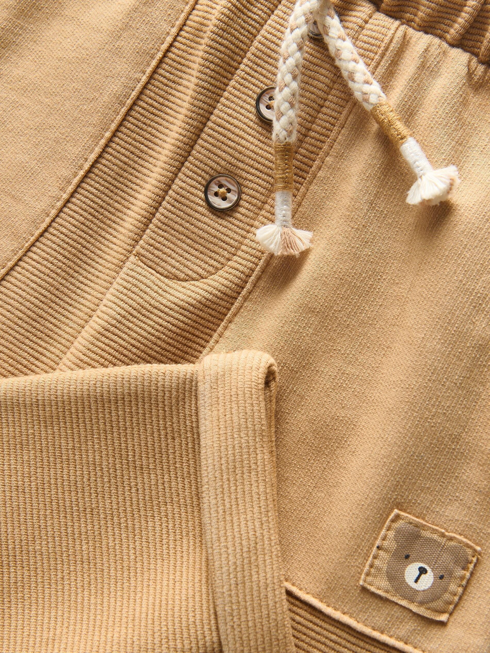 Beige Elastic Waist Graphic Sweatpants, Kids Boys, , large image number 5