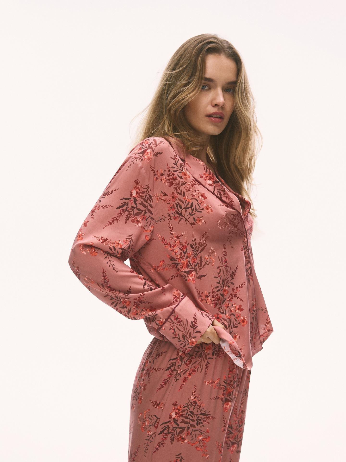 Pink Two Piece Viscose Pyjama Set, Pink, large image number 2