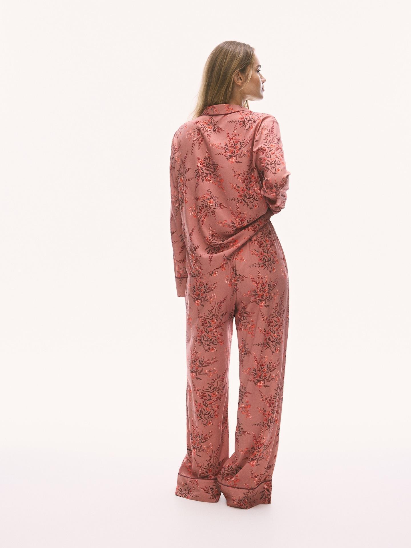 Pink Two Piece Viscose Pyjama Set, Pink, large image number 4