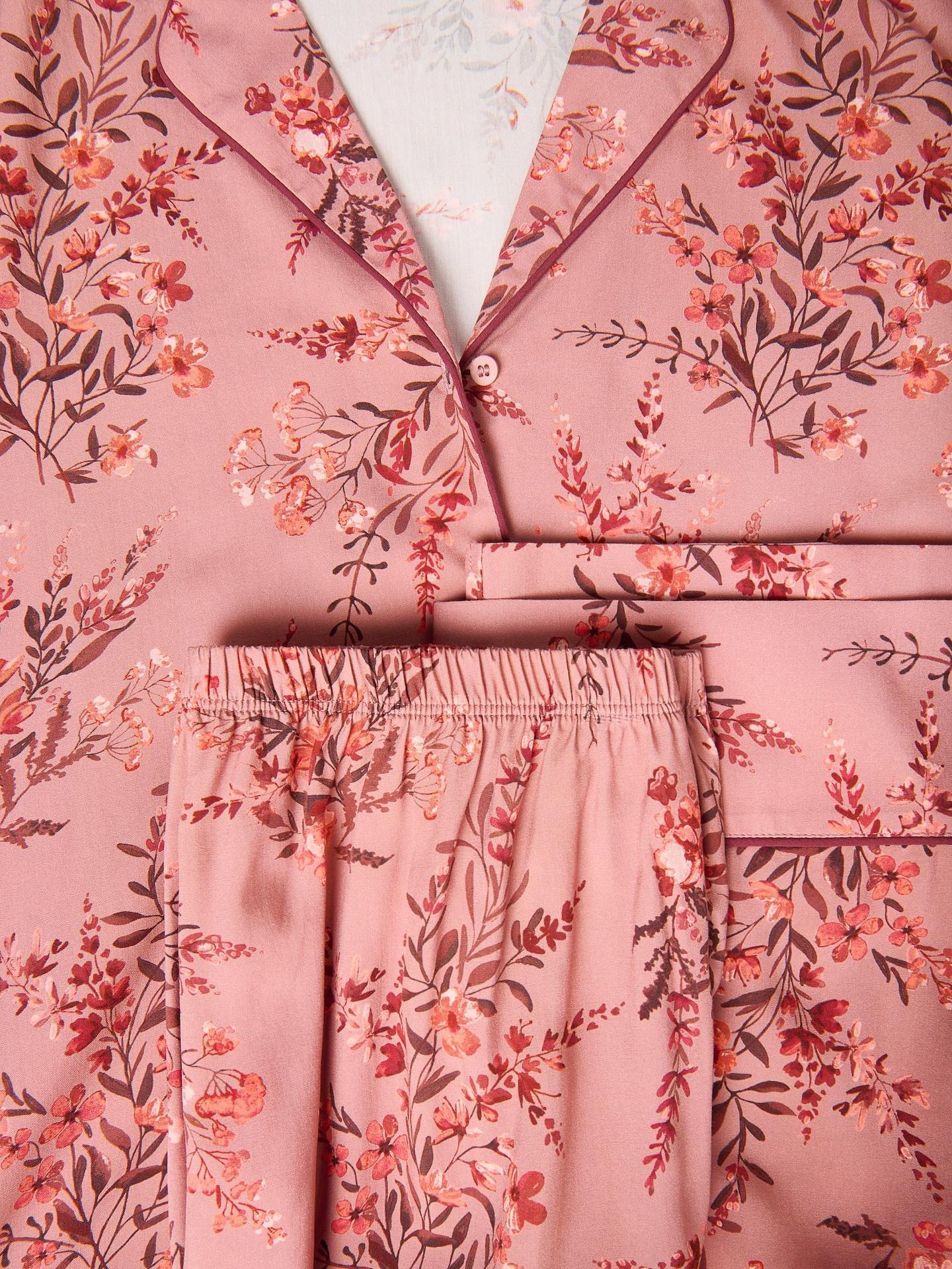 Pink Two Piece Viscose Pyjama Set, Pink, large image number 6