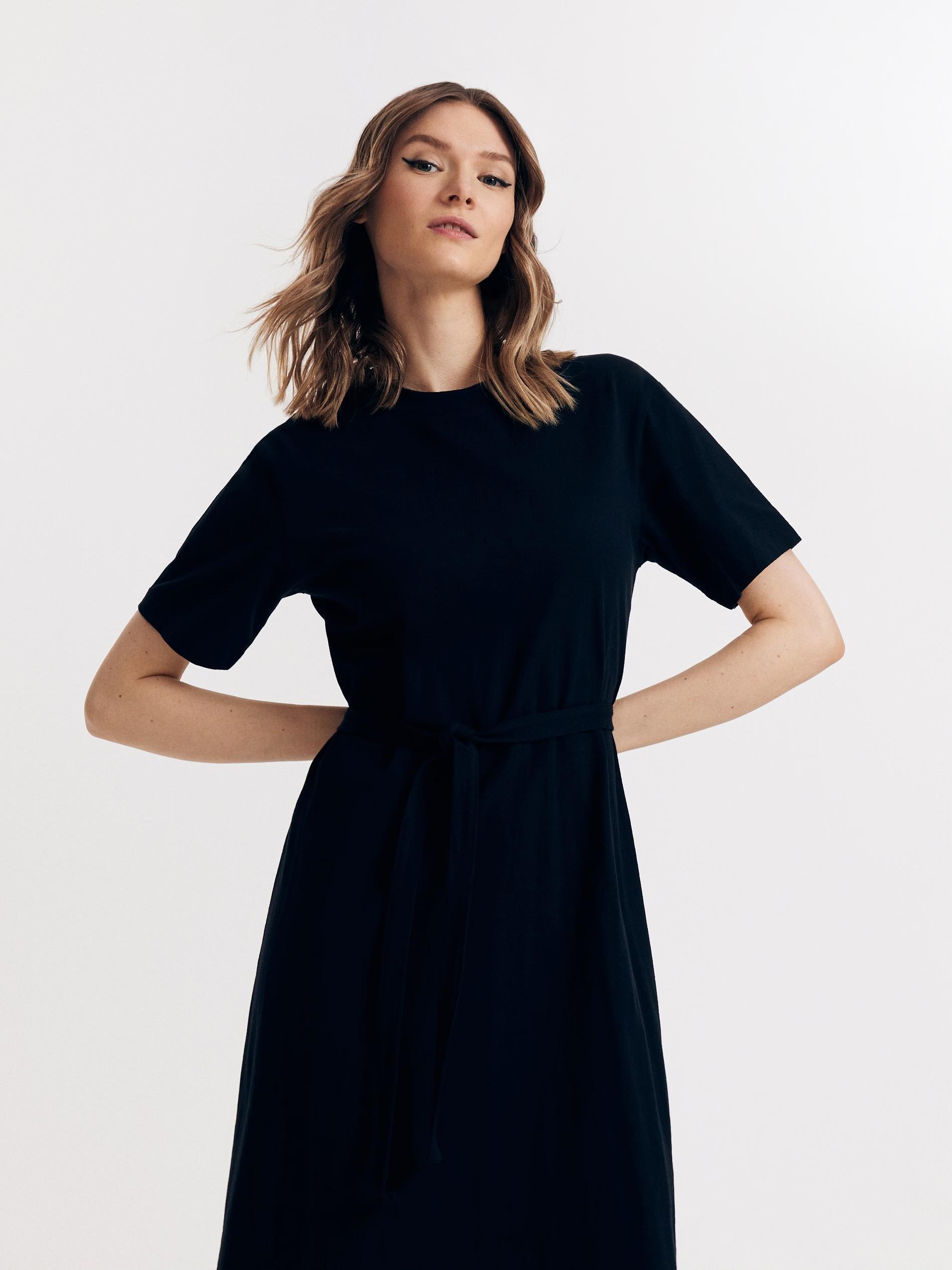 Black Cotton Dress, , large image number 1
