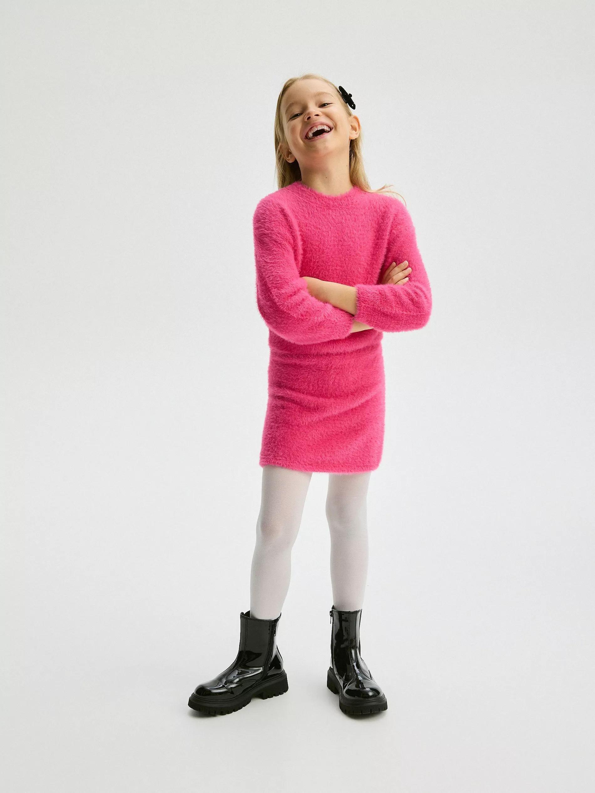 Pink Round Neck Sweater, Kids Girls, , large image number 3