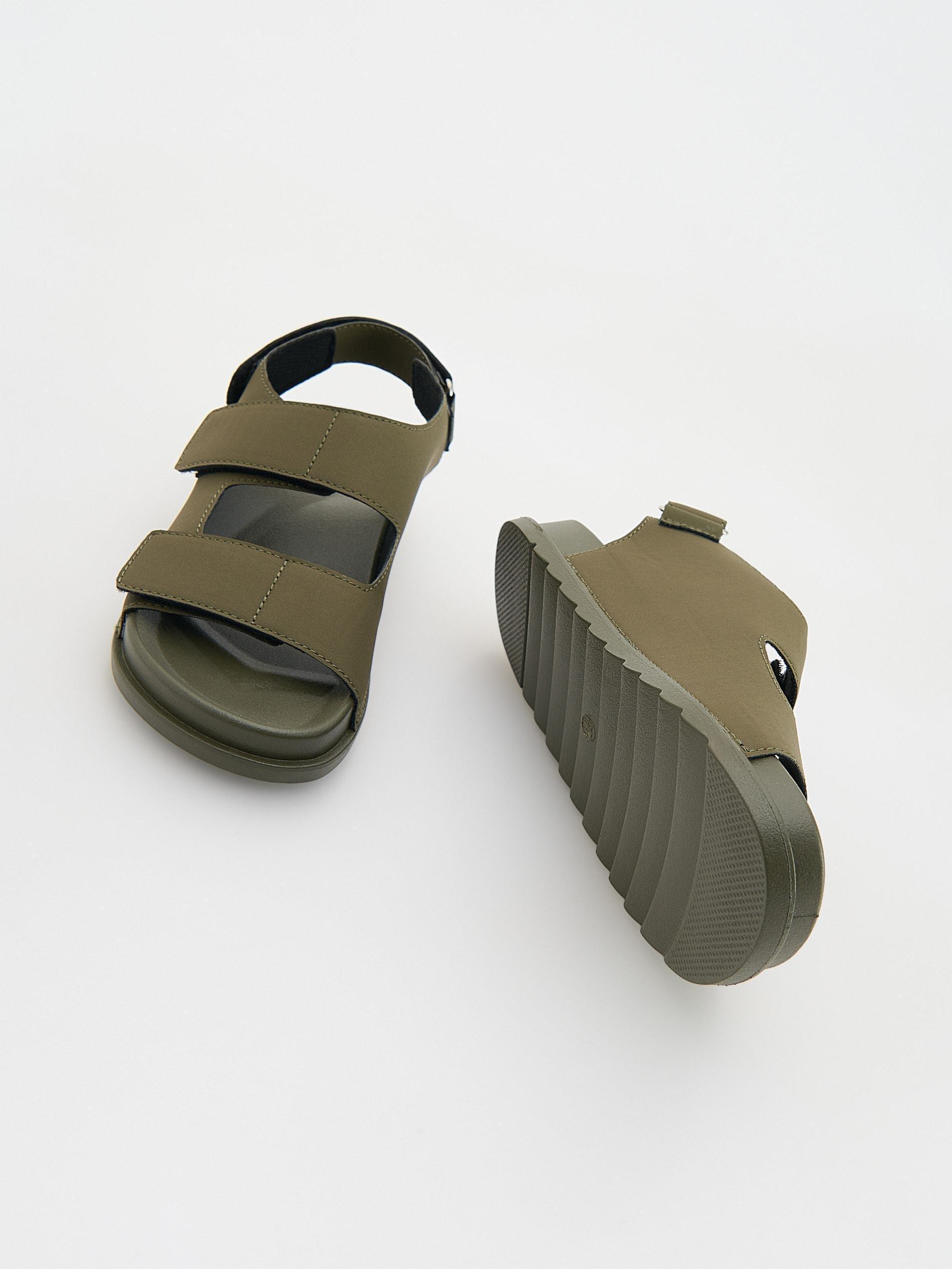 Green Sandals With Velcro Fastening, Khaki, large image number 3