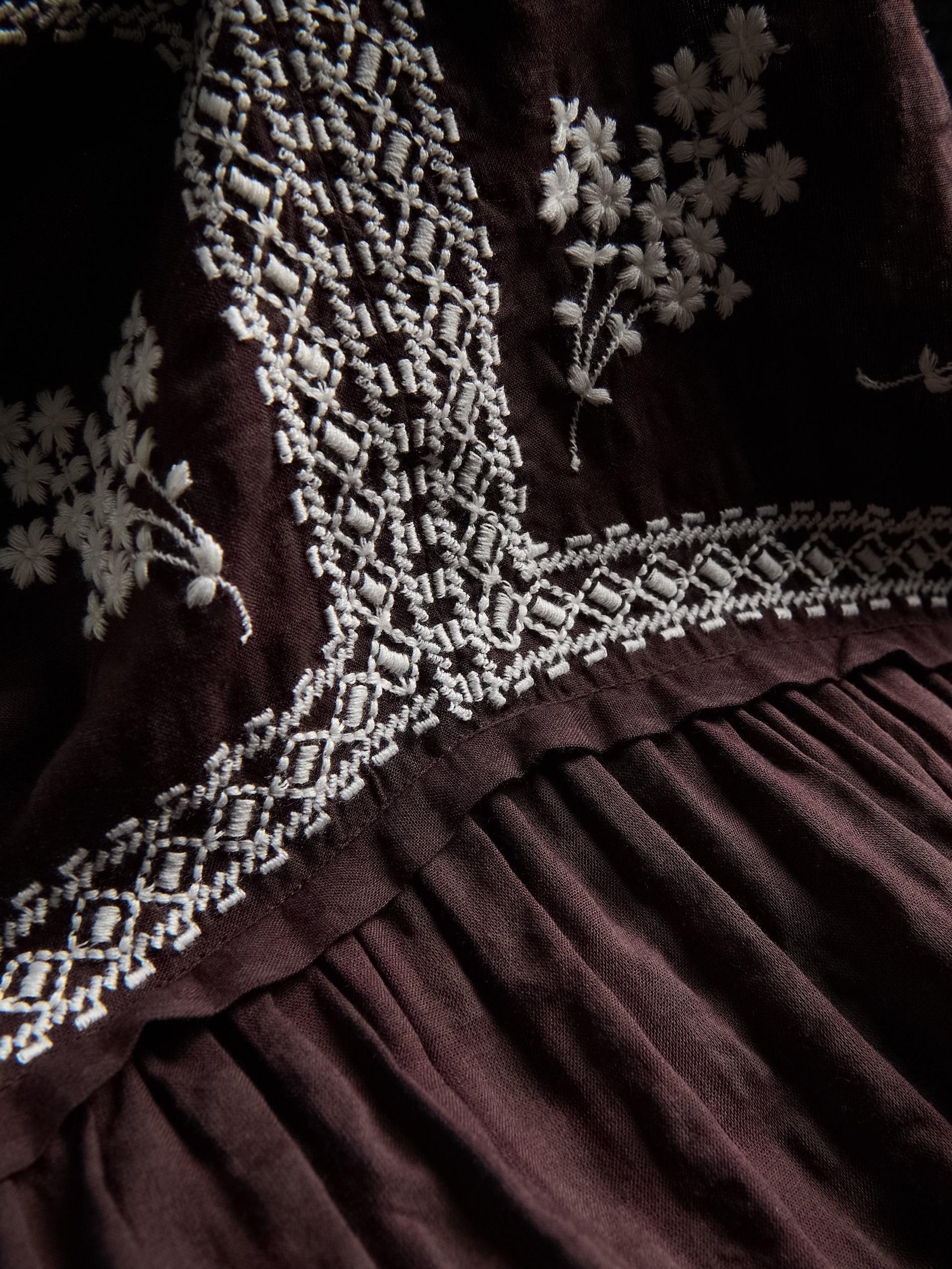 BROWN Dress with embroidery detailing, Brown, large image number 5