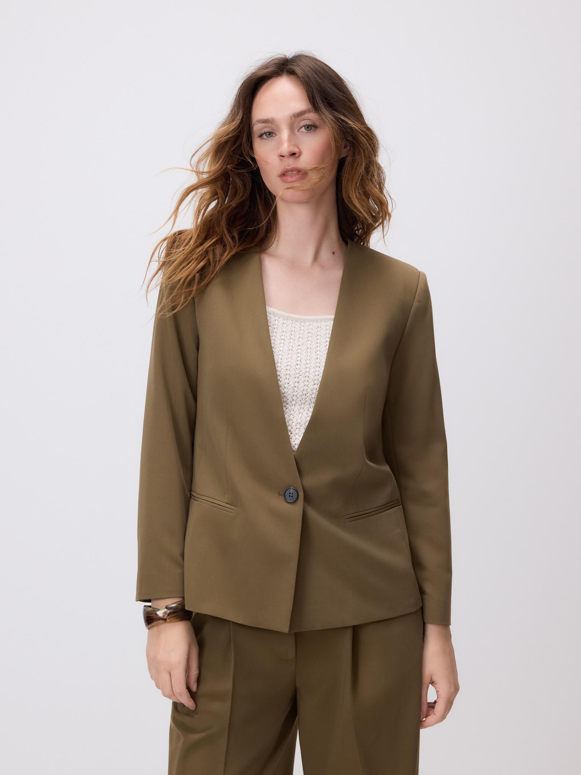 Green Plain Blazer, Khaki, large image number 2
