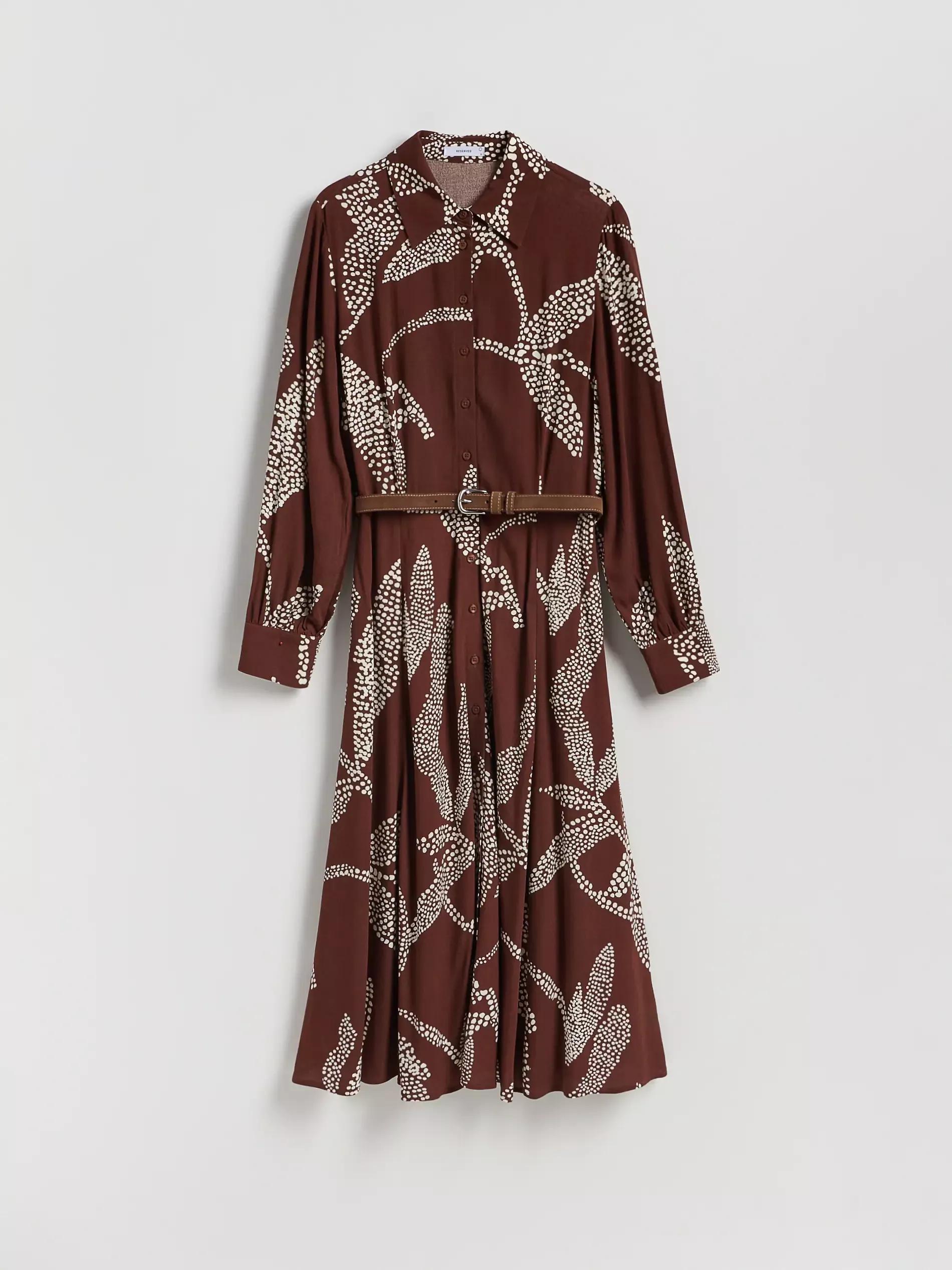 Brown Dress With Belt, , large image number 0