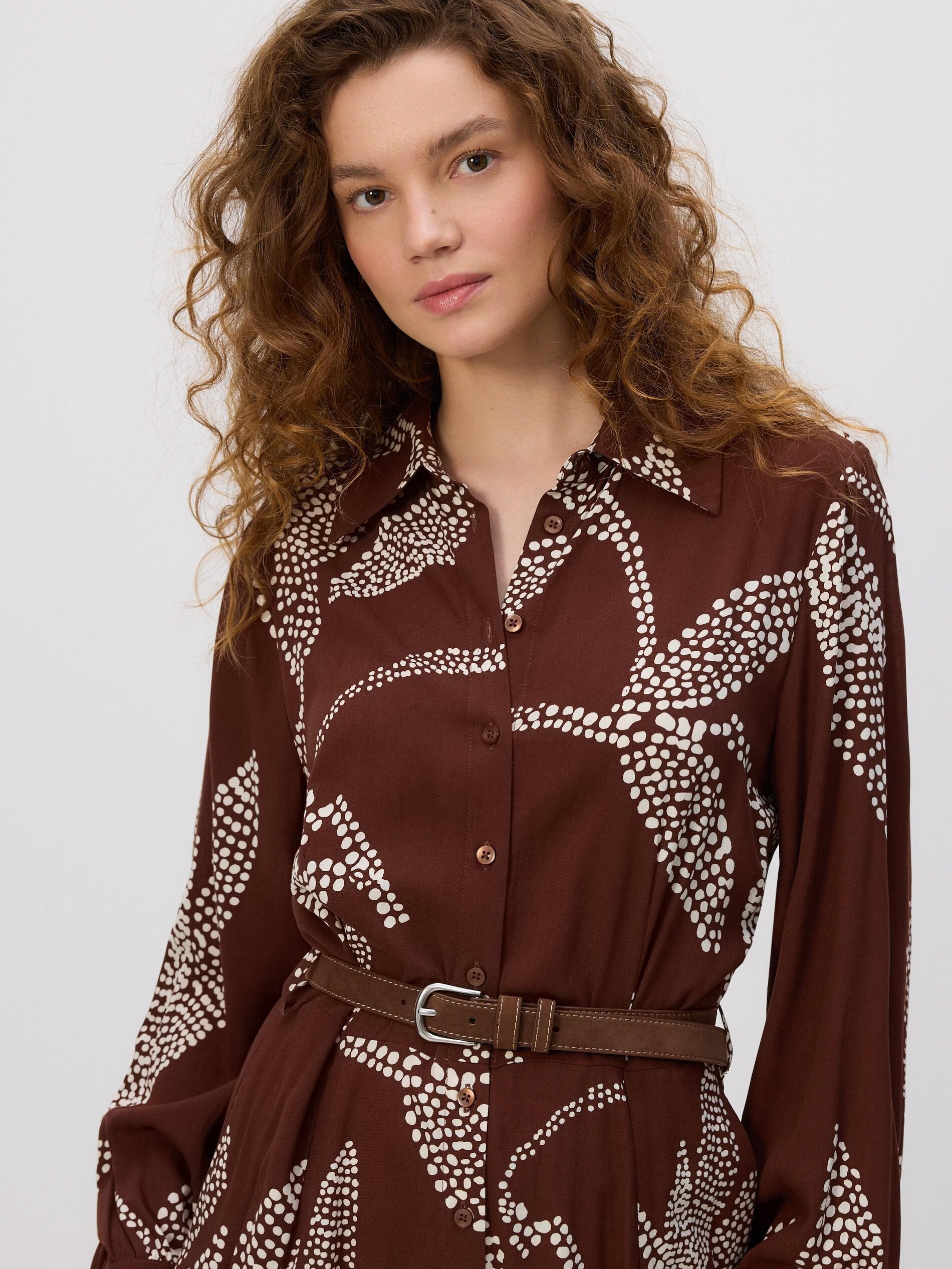 Brown Dress With Belt, Brown, large image number 1