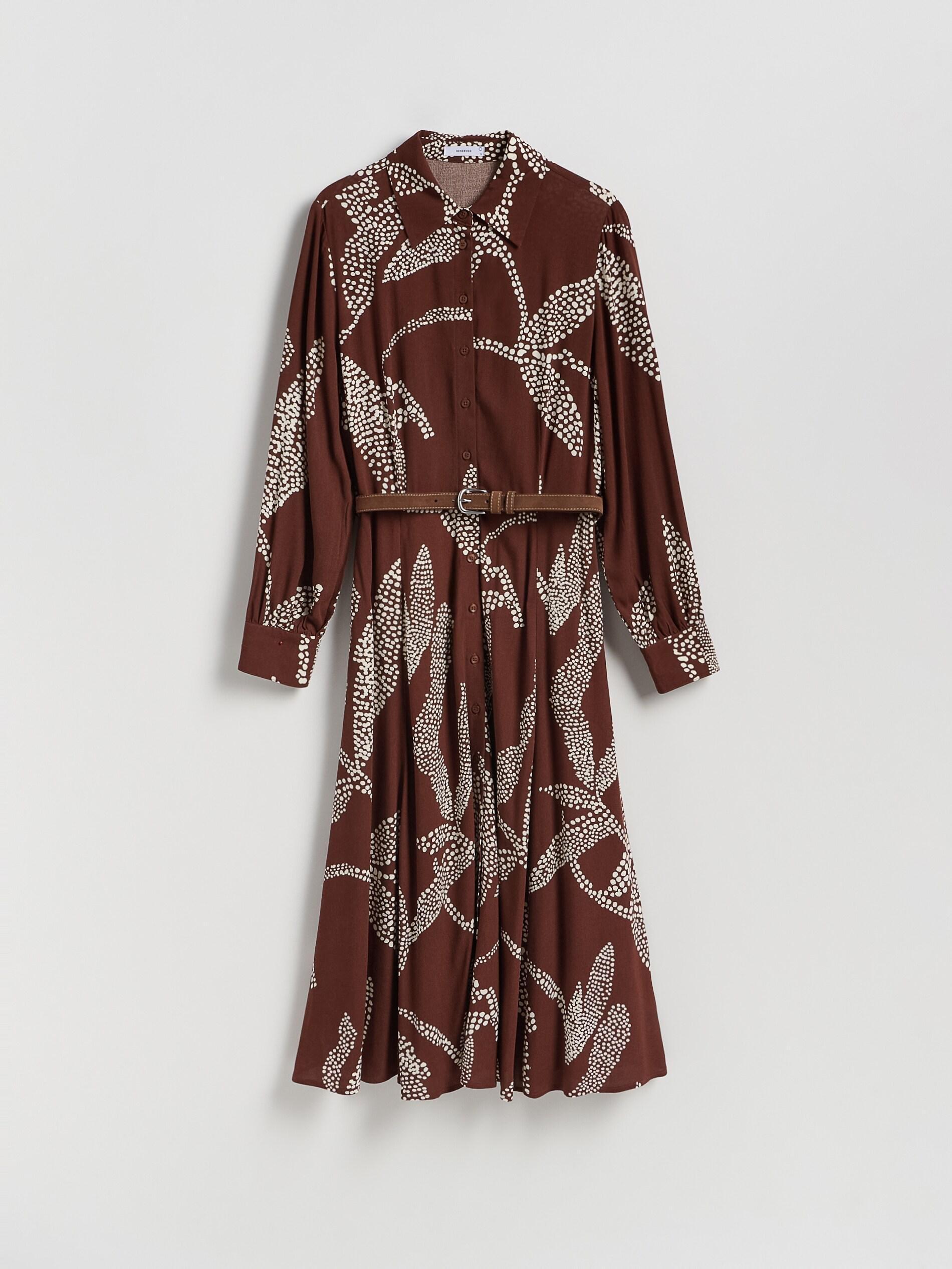 Brown Dress With Belt, Brown, large image number 4