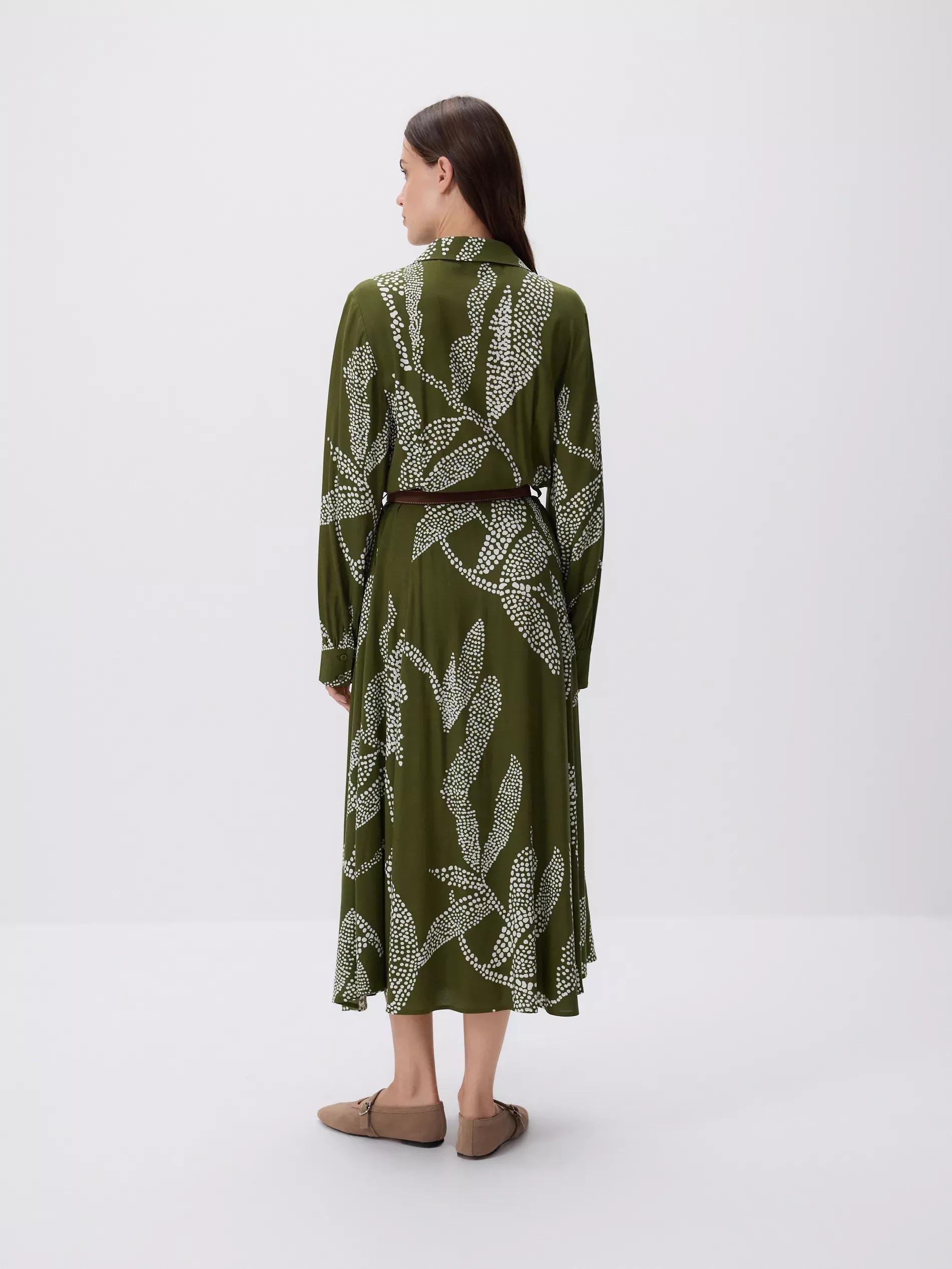 Green Dress With Belt, Khaki, large image number 3