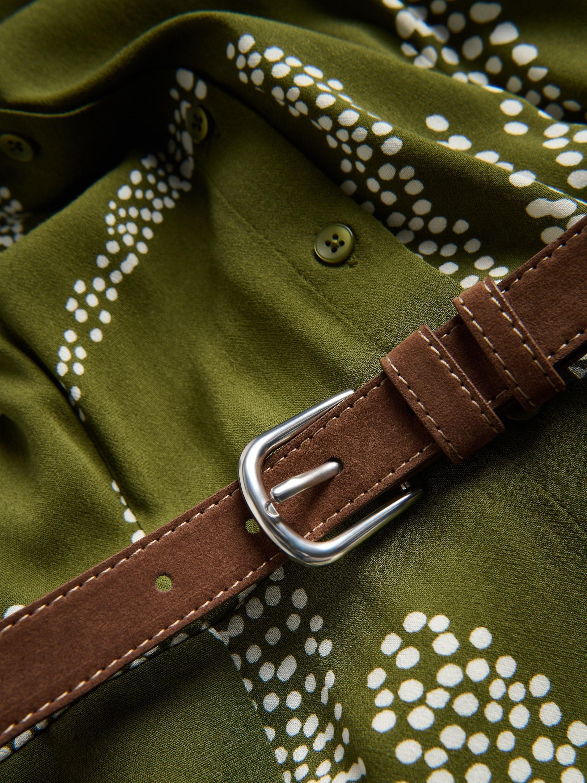 Green Dress With Belt, Khaki, large image number 5