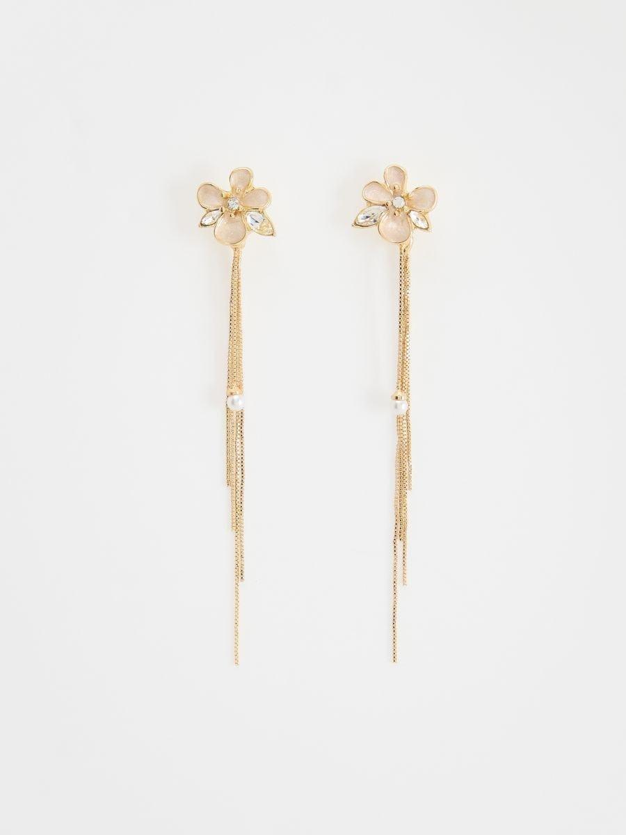 Beige Chandelier Earrings, Ivory, large image number 0